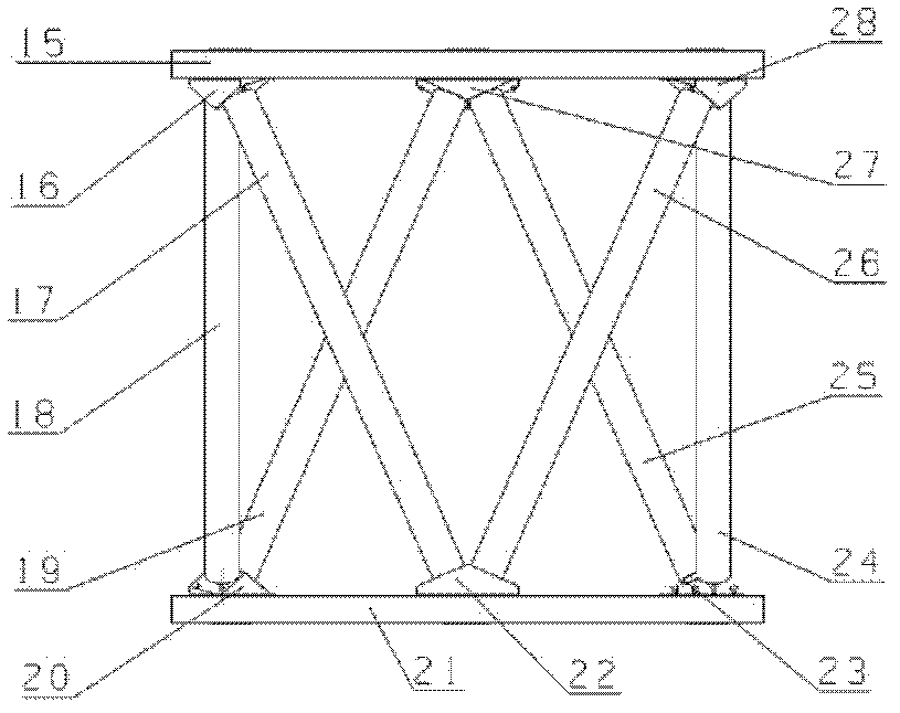 Ring-shaped carbon fiber truss support structure of coaxial three-reflector spatial optical system