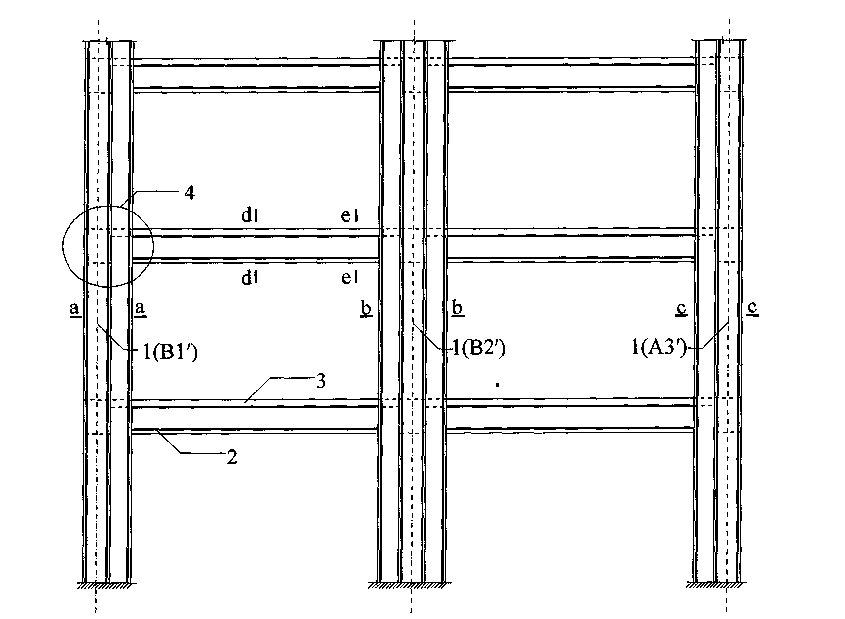 Mixed steel-concrete composite frame structure