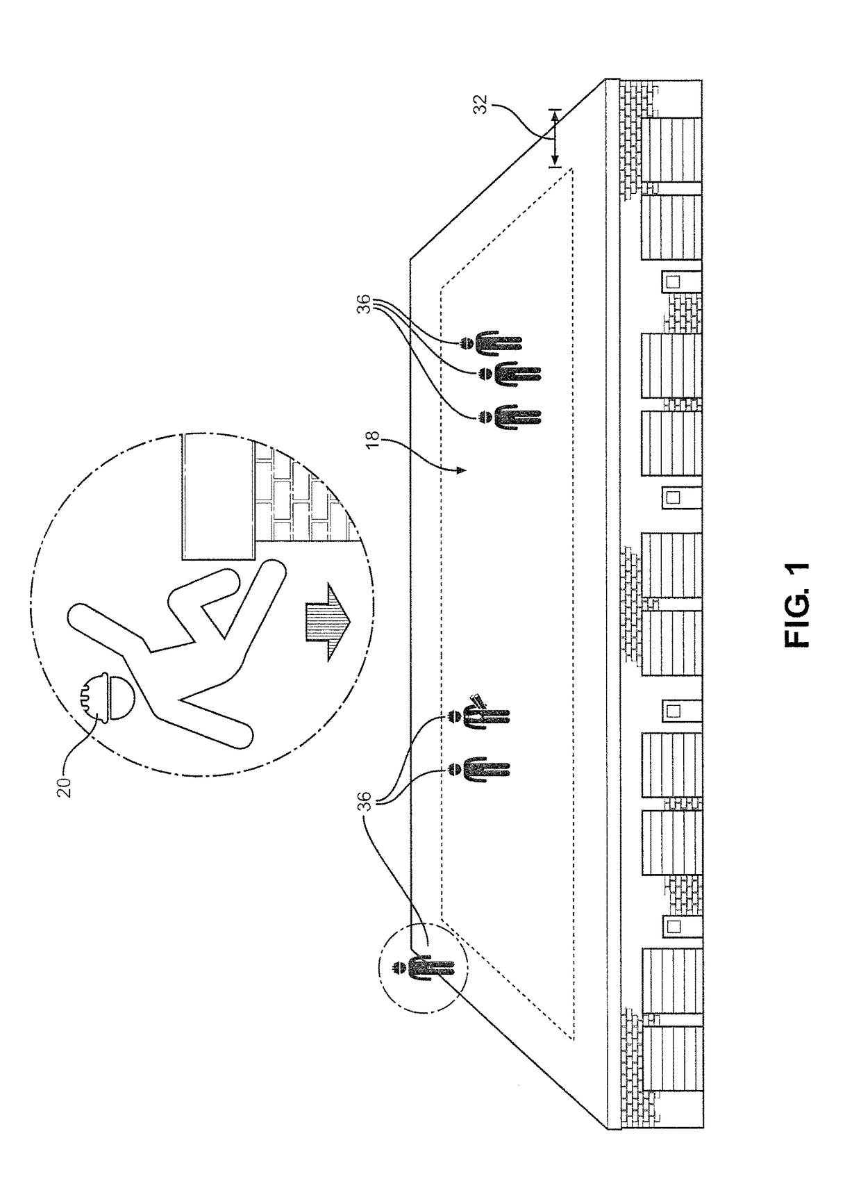 Fall protection for low slope roofers using radio waves