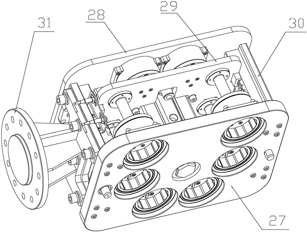 Feeding and discharging integrated pressure casting clamp