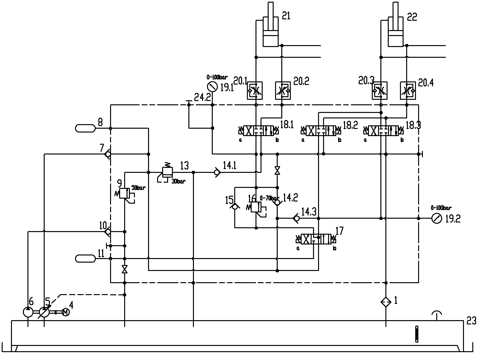 Hydraulic driving system for notching machine