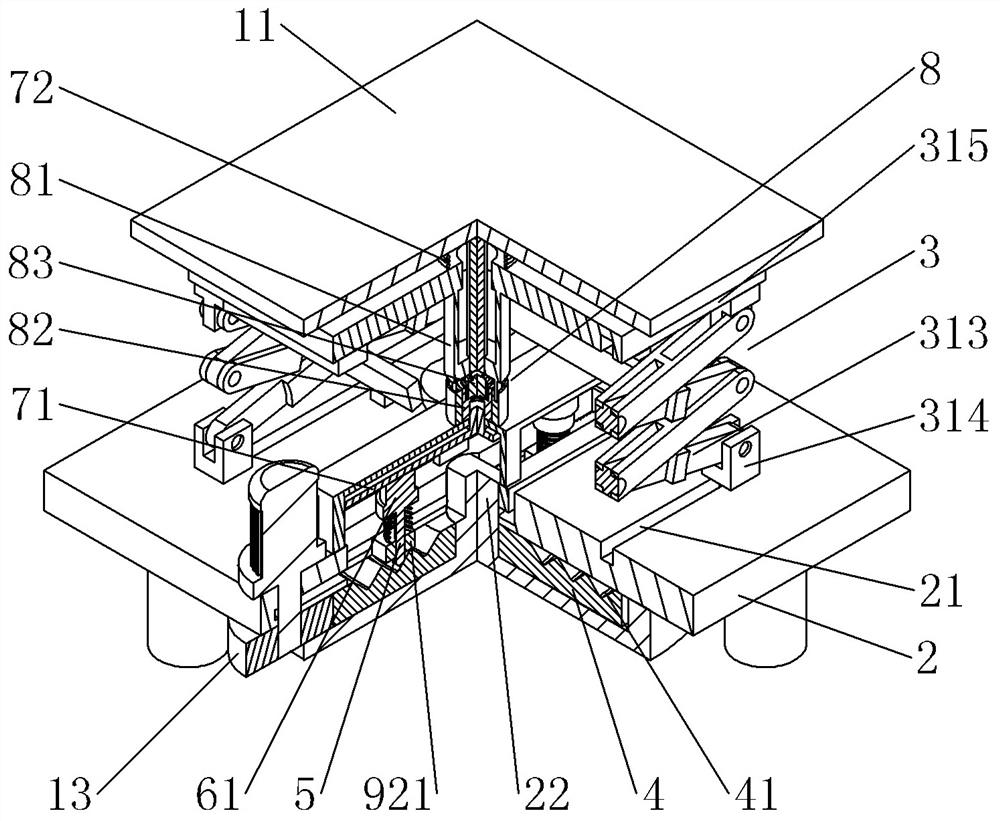 Cam transmission device and application thereof on stage