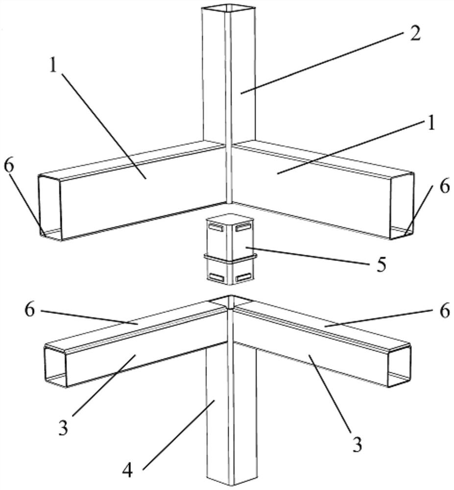 Double-beam modular steel structure interpolation self-locking node