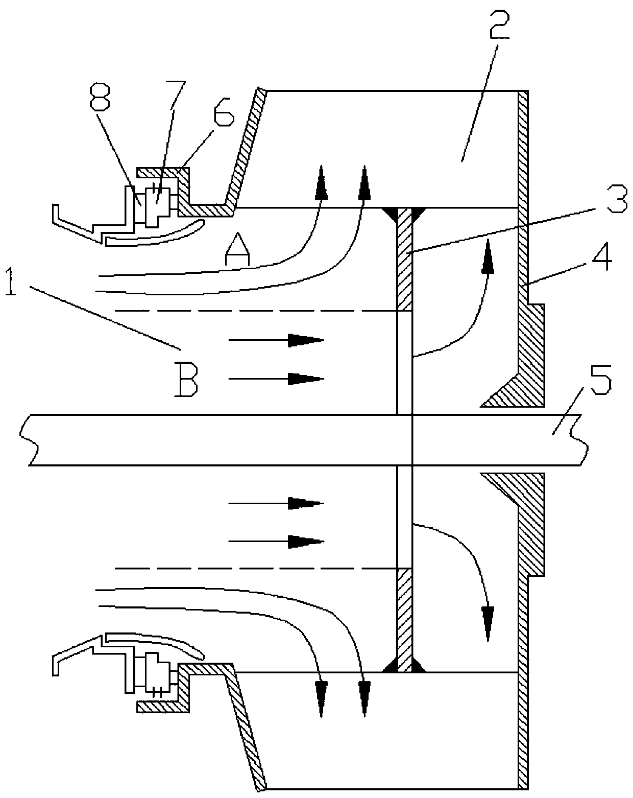 Impeller partitioned working isolation sealing device and shunting method