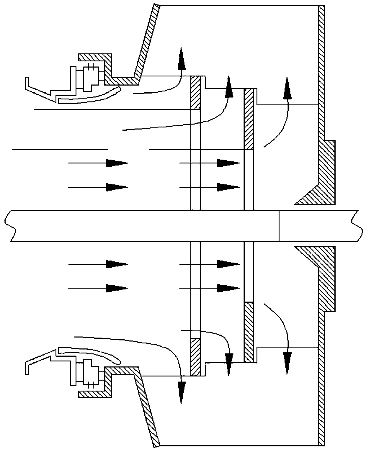 Impeller partitioned working isolation sealing device and shunting method