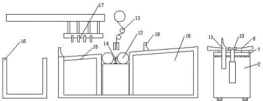 Production line and production process for conveying and packaging of homogenous rolled plastic flooring