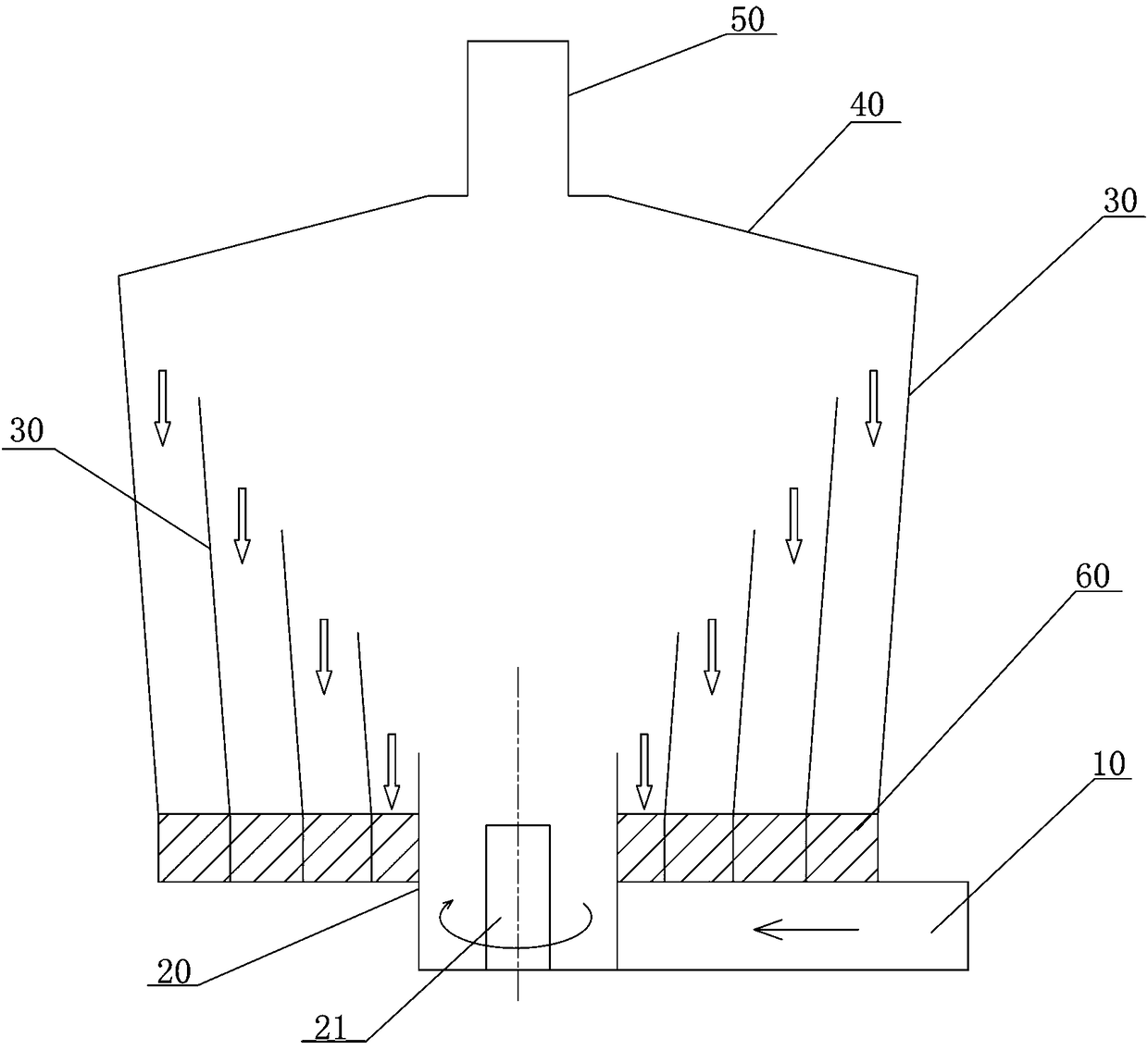 Cyclone separation device and method for smashed material particles according to particle size