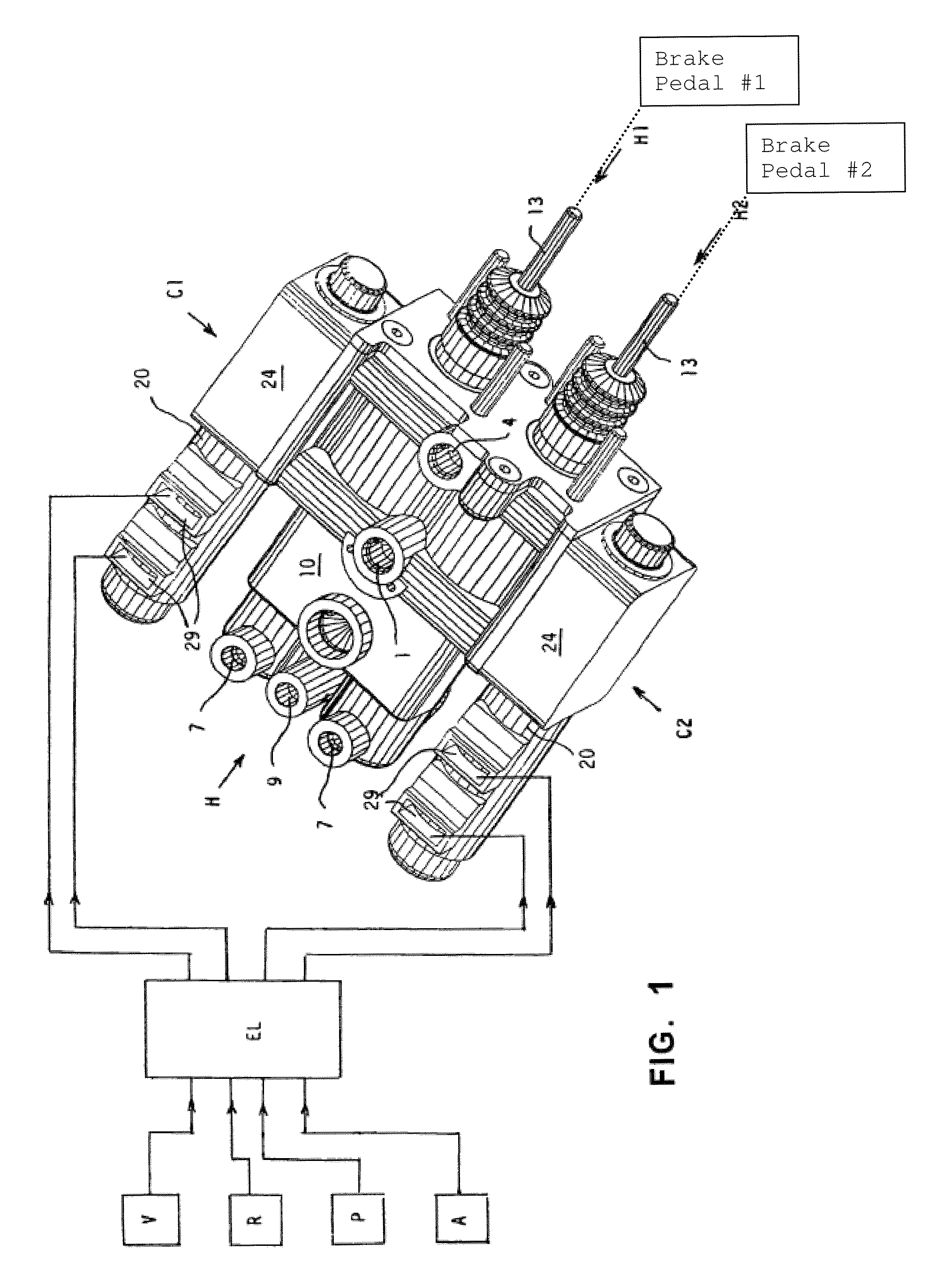 Hydraulic braking device having security provisions, for a farm tractor or a similar vehicle