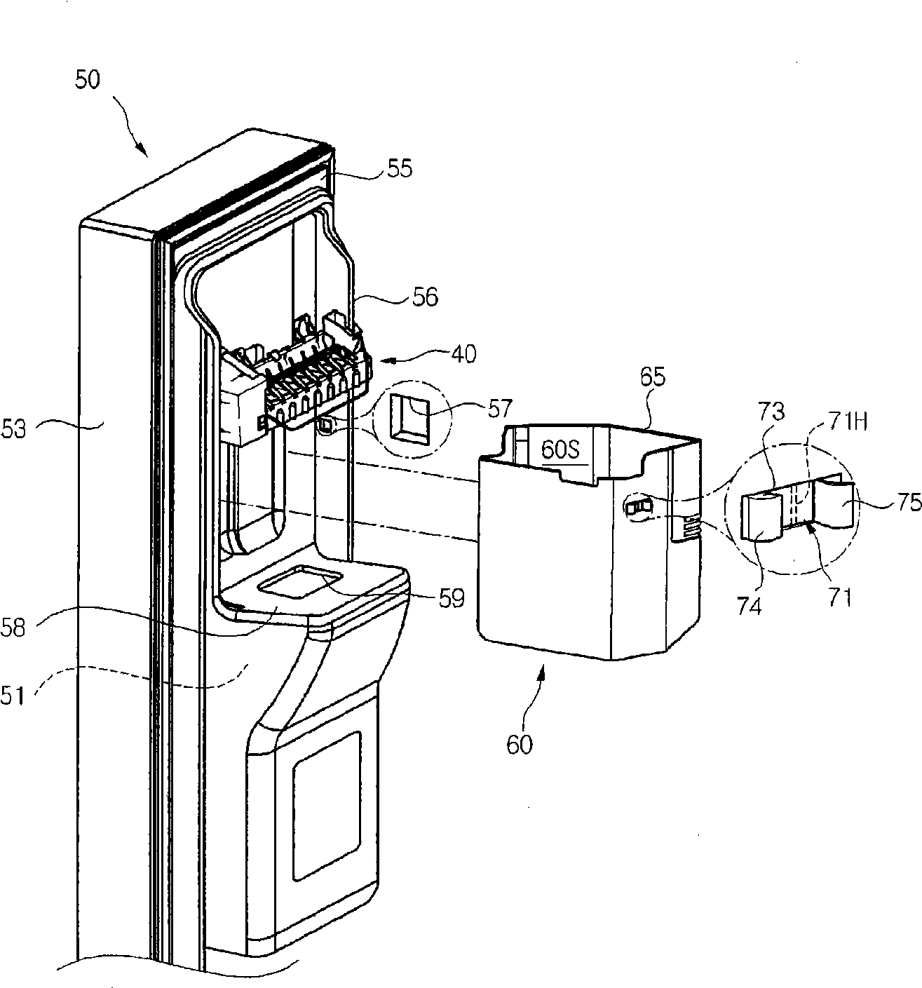 A ice bank fixation devicing for refrigerator and a refrigerator comprising the same