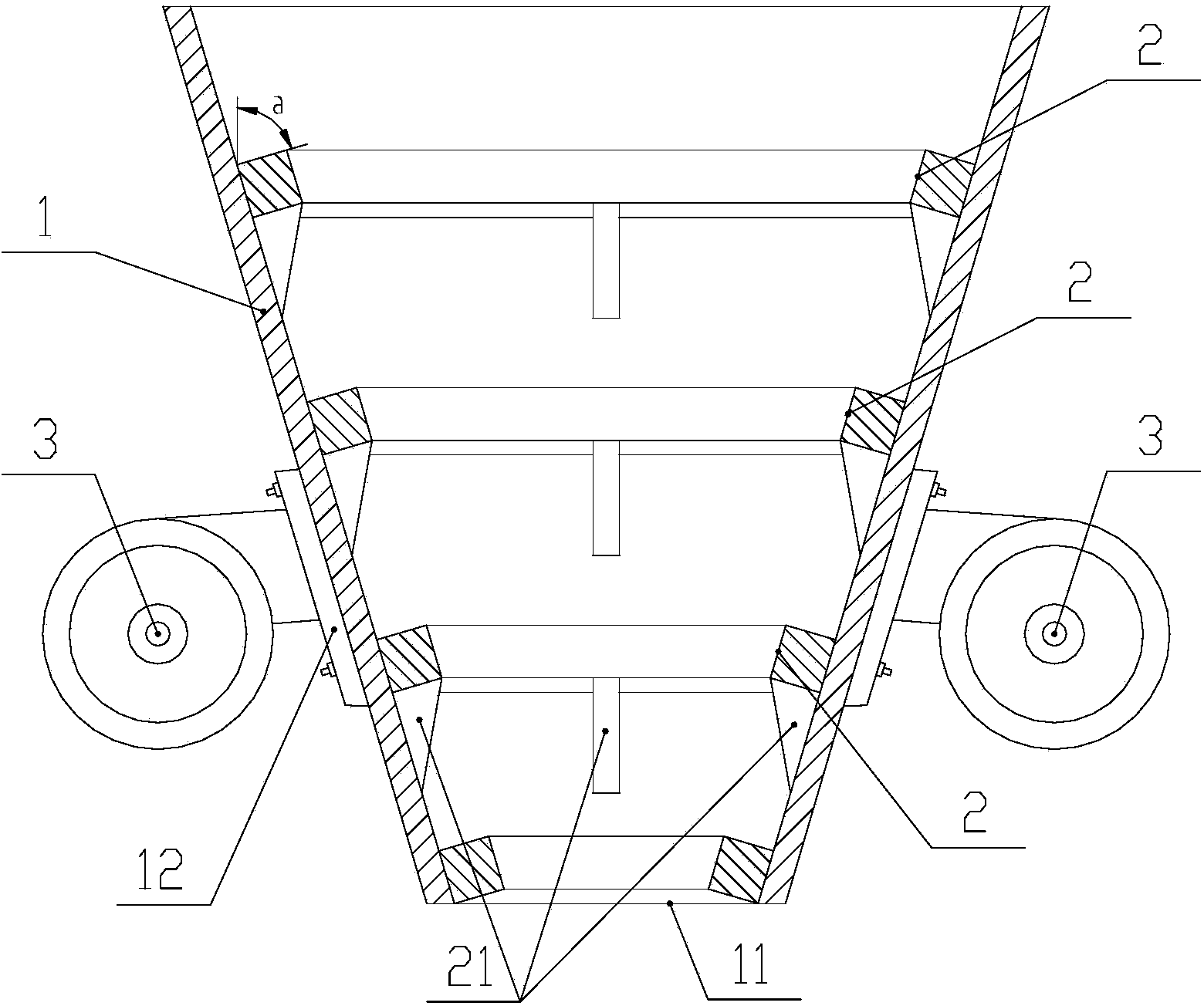 Ore feeding hopper device