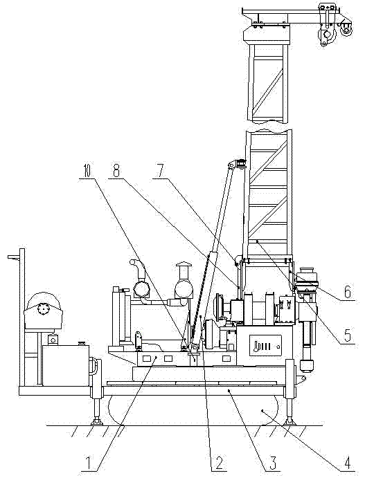 Integrated core drilling machine for single-cylinder double-acting tower crane