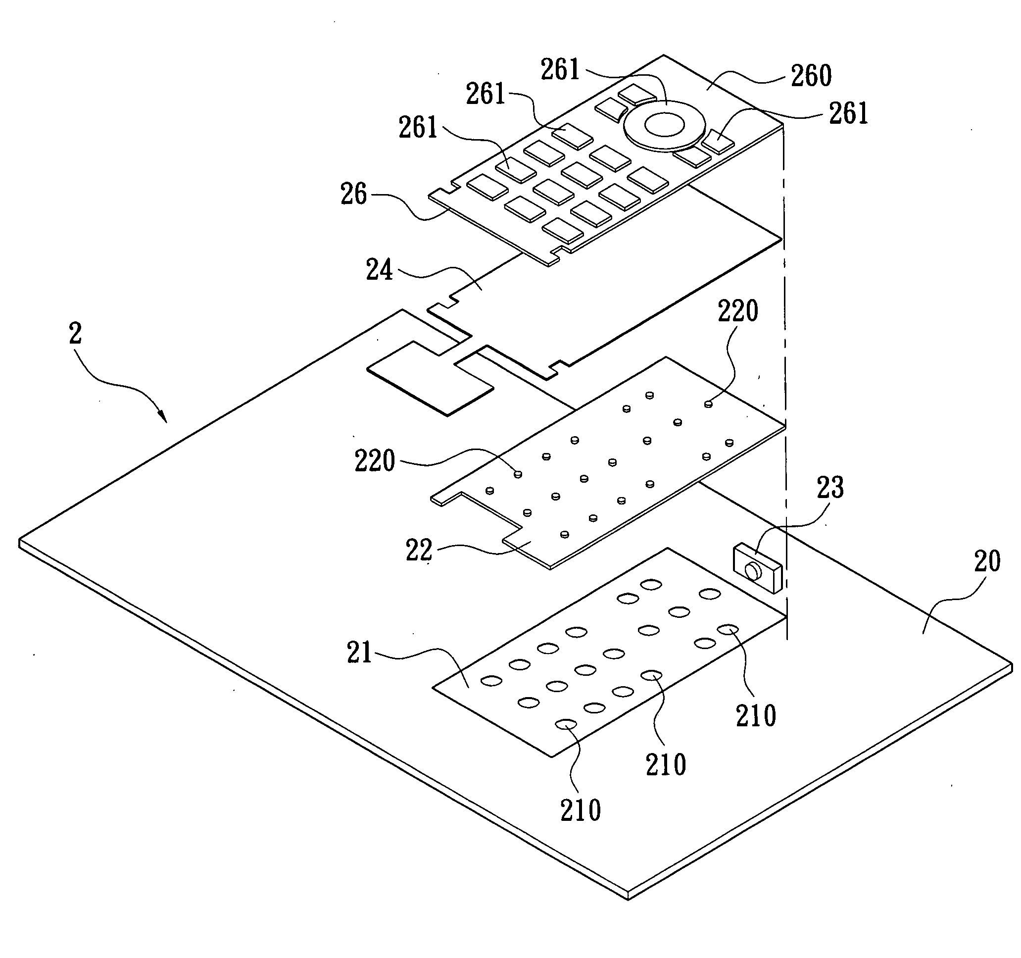 Multi-functional keypad module for a mobile phone