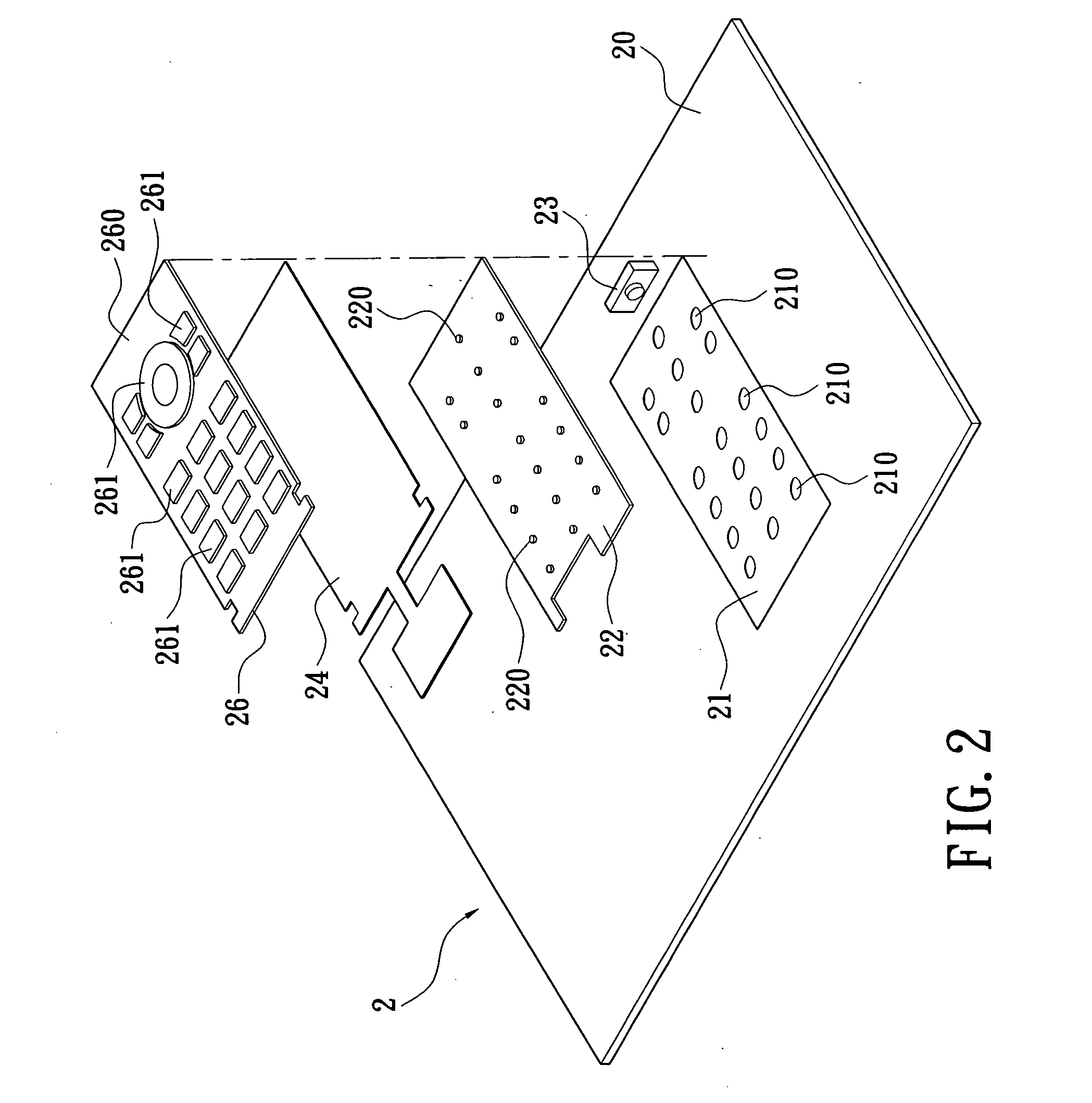 Multi-functional keypad module for a mobile phone