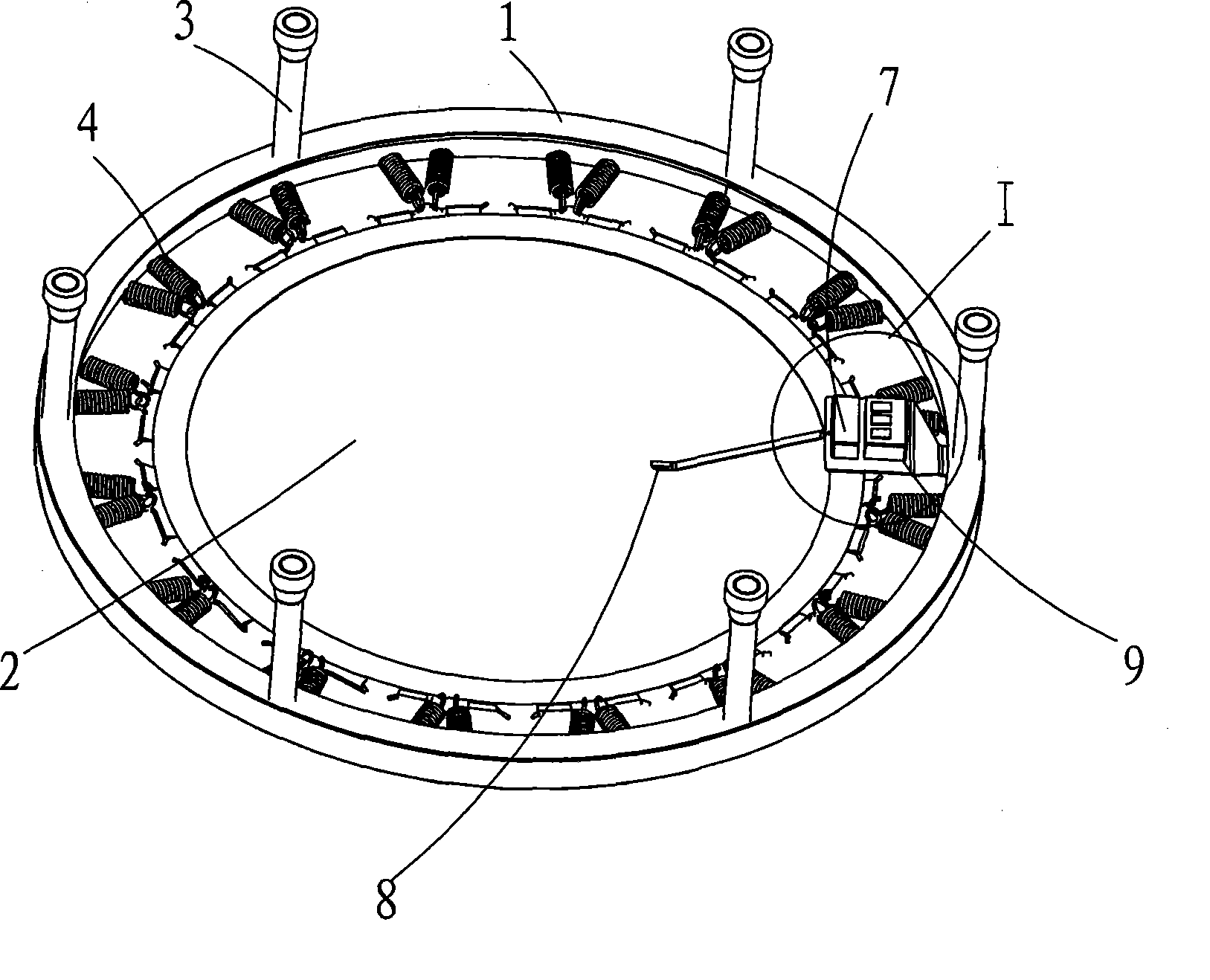 Novel jumping bed capable of giving off light and playing music