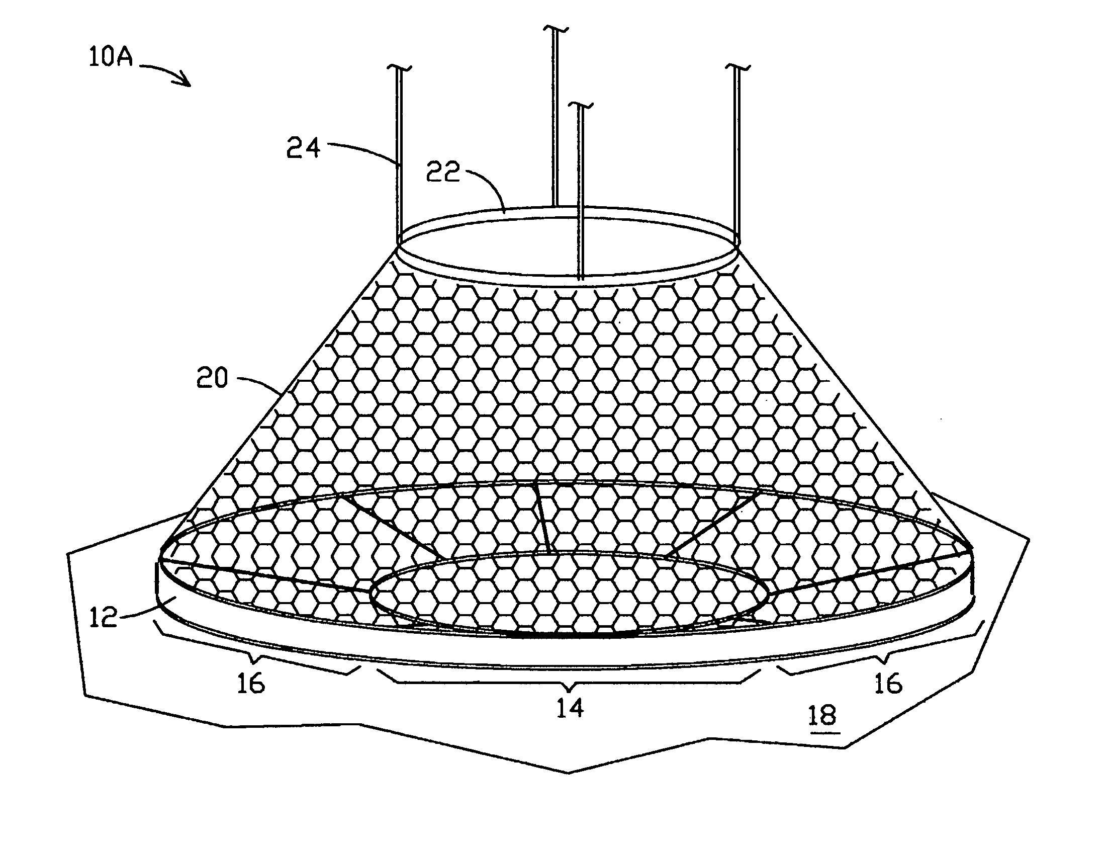 Concave martial arts platform with inclined constraint net