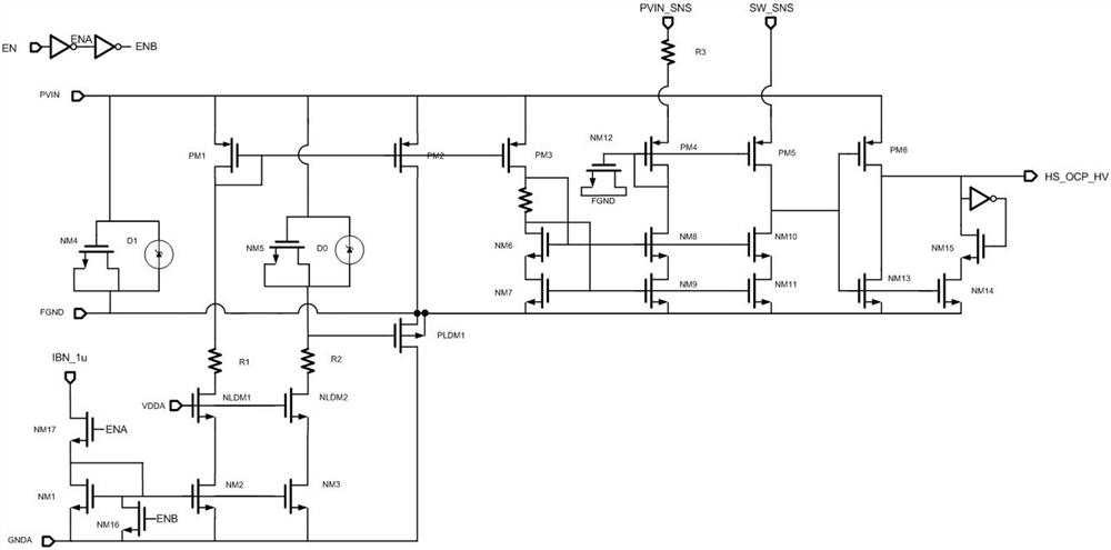 Overcurrent protection circuit of high-voltage voltage stabilizer