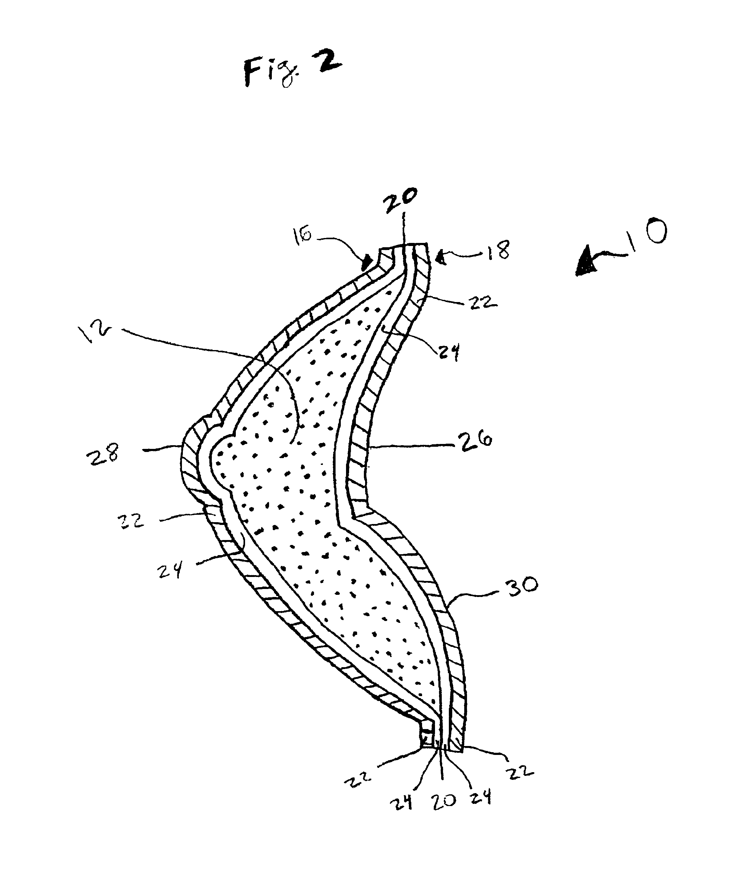 Breast form encased with fabric laminated thermoplastic film