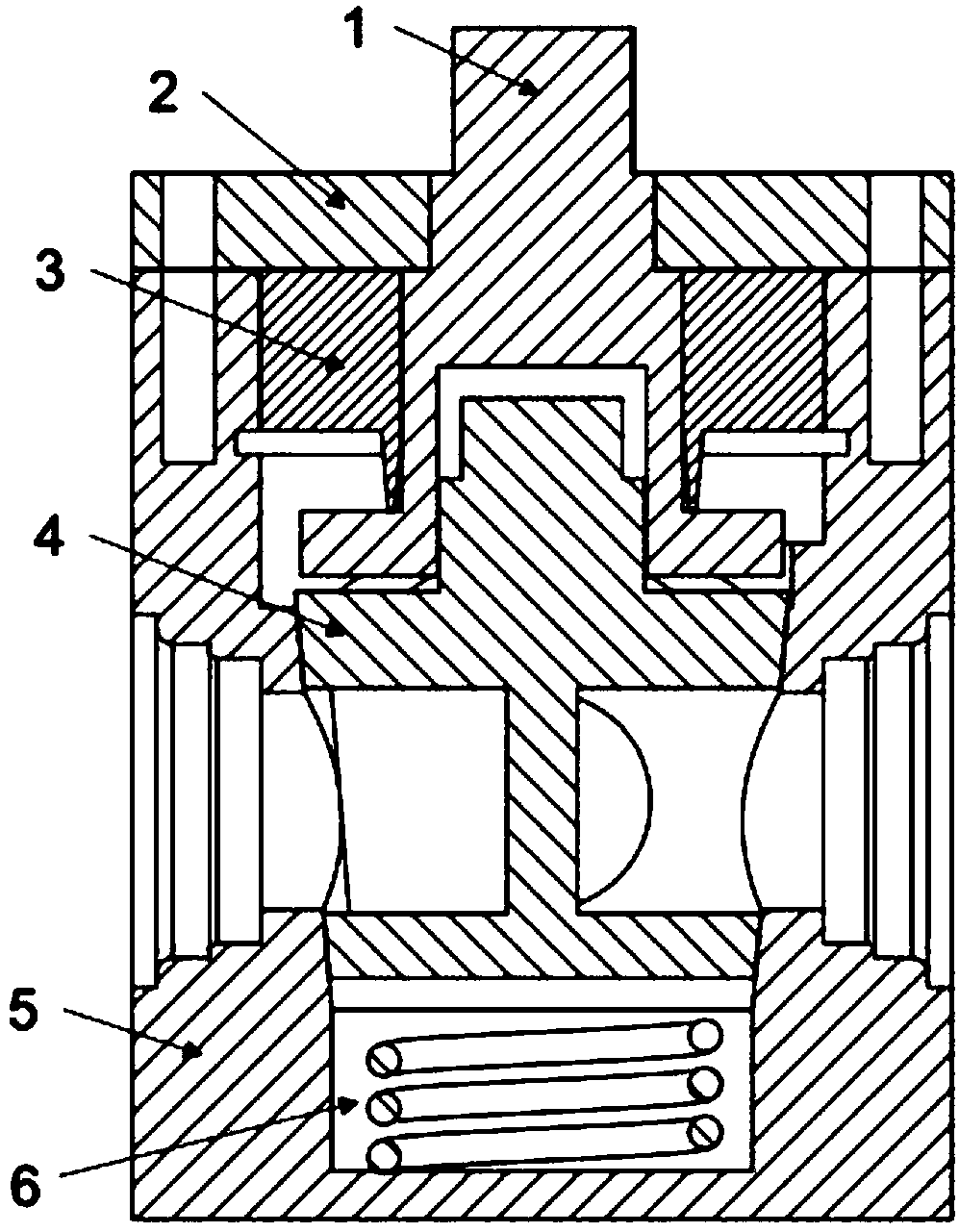 Lifting and reversing four-way valve of optimized structure and fluid switching method