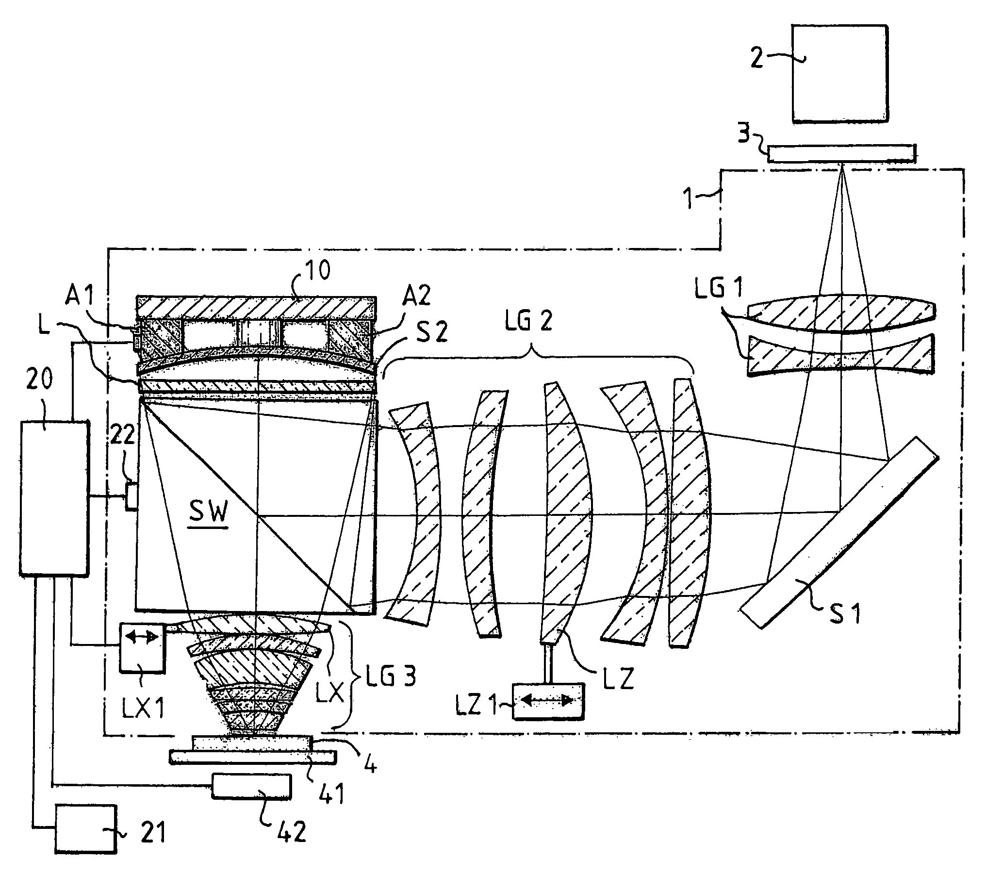 Catadioptric projection objective with adaptive mirror and projection exposure method