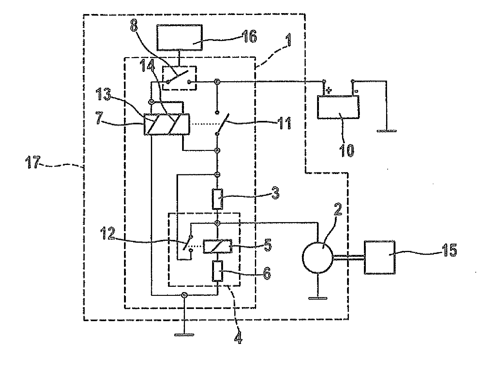 Circuit configuration for a starting device