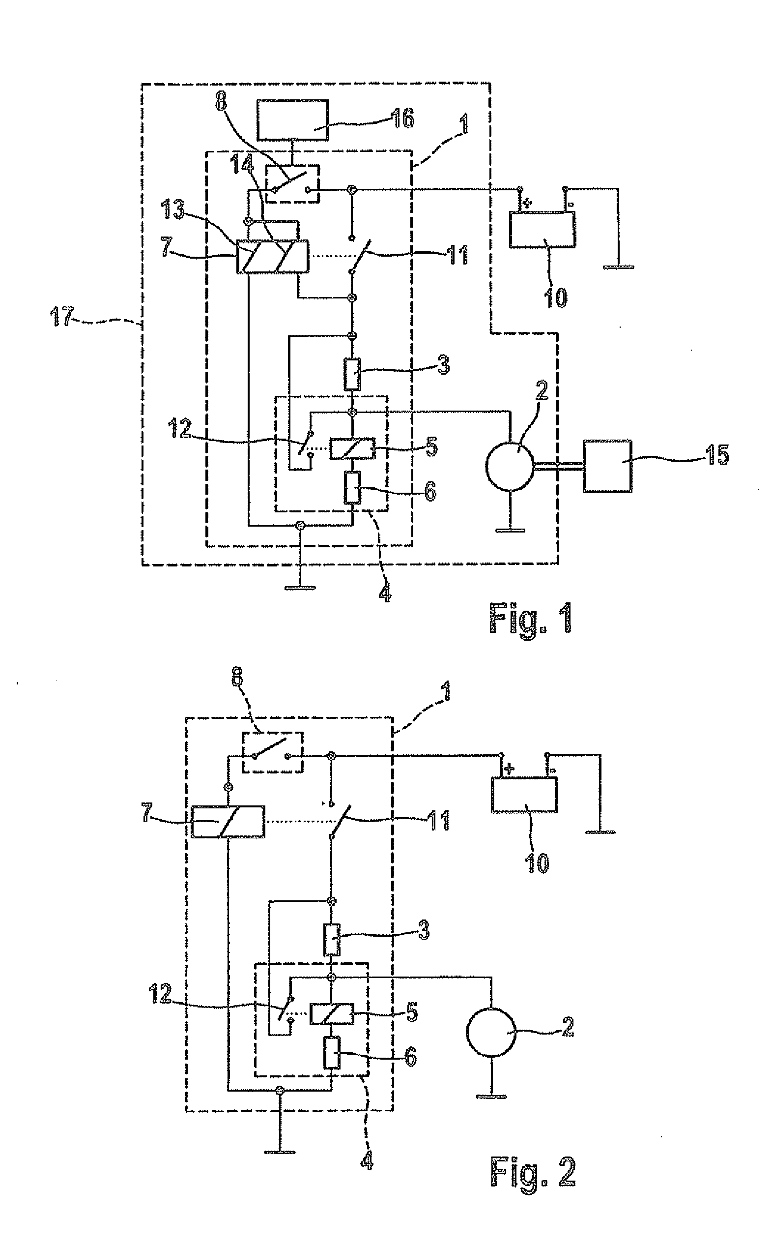 Circuit configuration for a starting device