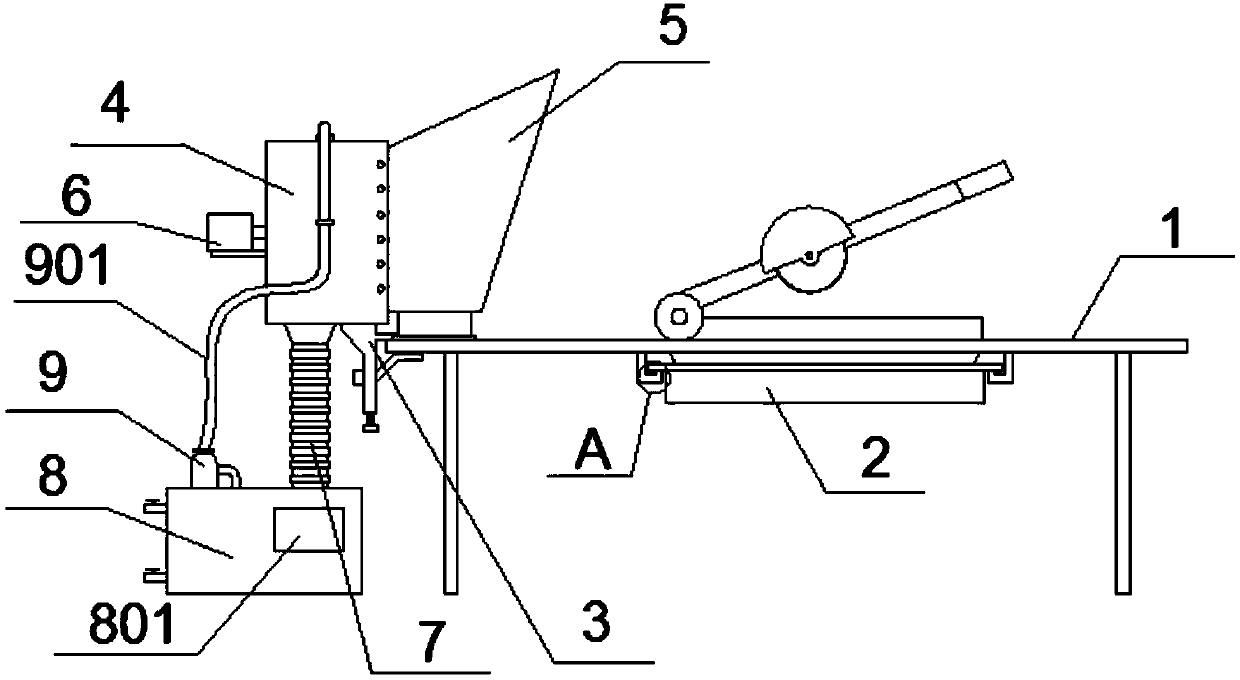 Spark cutting machine dust collecting and removing device of casting workshop