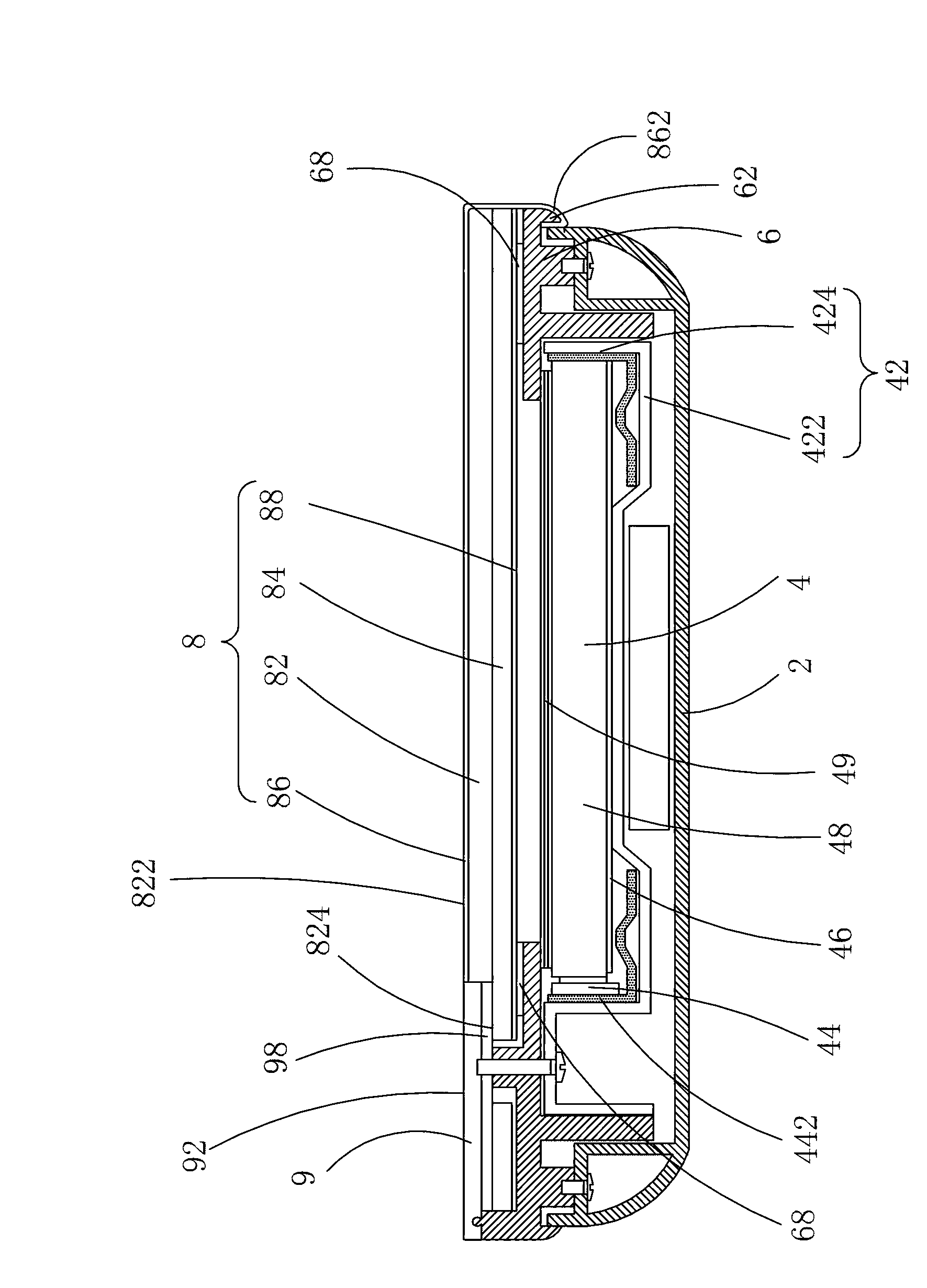 Liquid crystal display device without frame