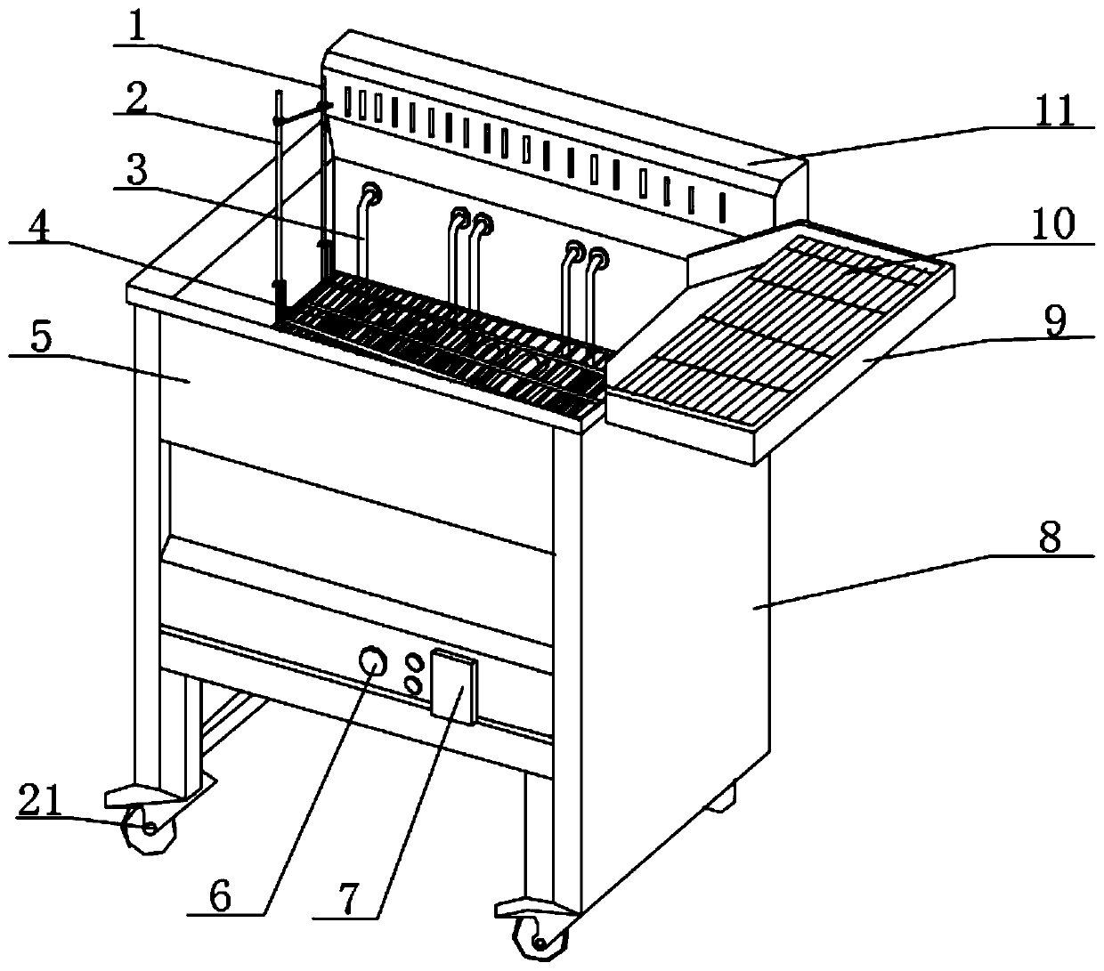 Rice-noodle head deep-frying device and deep-frying method