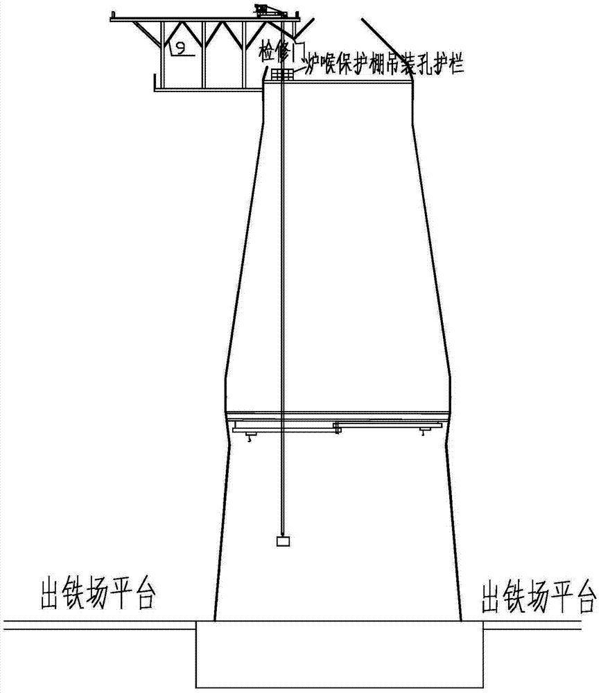 Blast furnace large pre-building block furnace feeding device and method