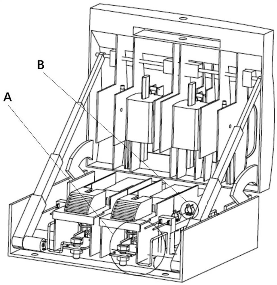 Integrated storage battery pack fusing device easy to operate and provided with visual protective cover