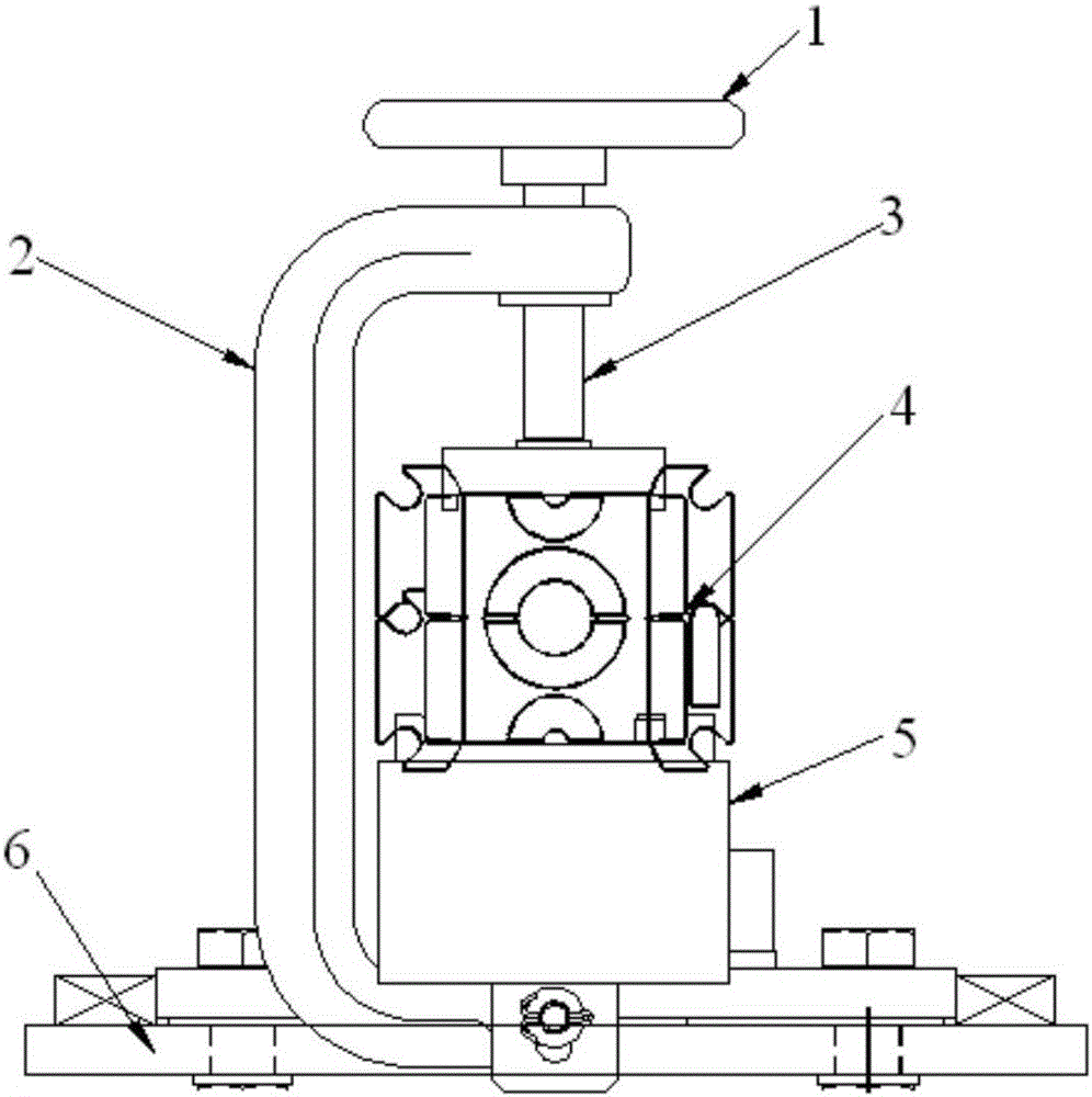 Fixing device for double-sided running groove of high-speed steel rolling production line