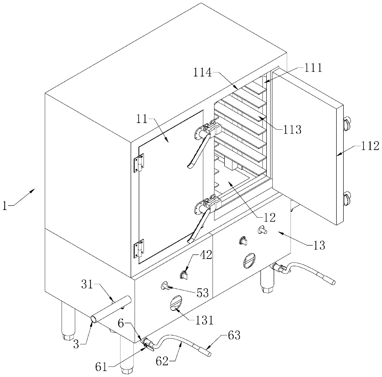 Gas steaming oven