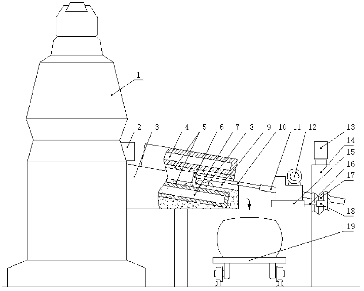 Slag removal device for outlet of molten iron runner of iron making blast furnace