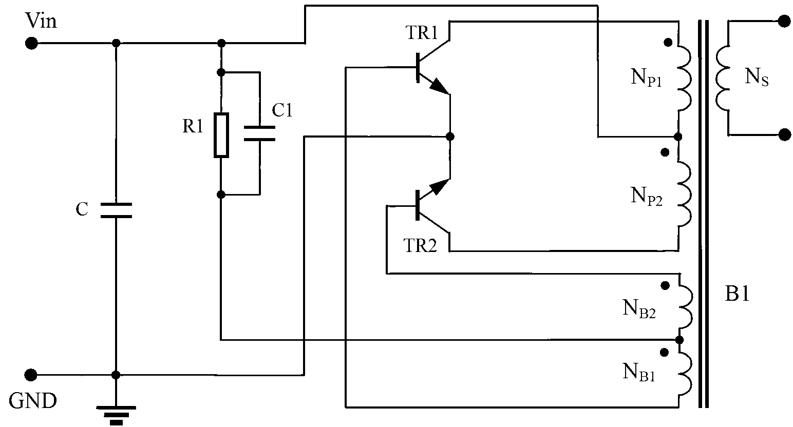 Self-excited push-pull type converter