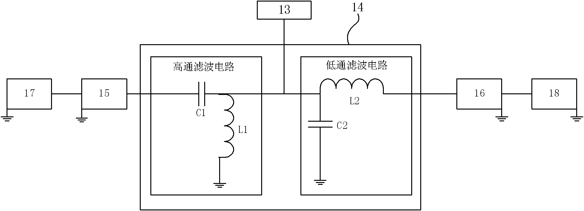 Double frequency filtering device, processing method thereof and semiconductor device