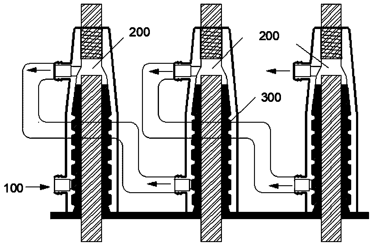 Assembly prefabricated component series-connection sleeve connecting structure and grouting method thereof