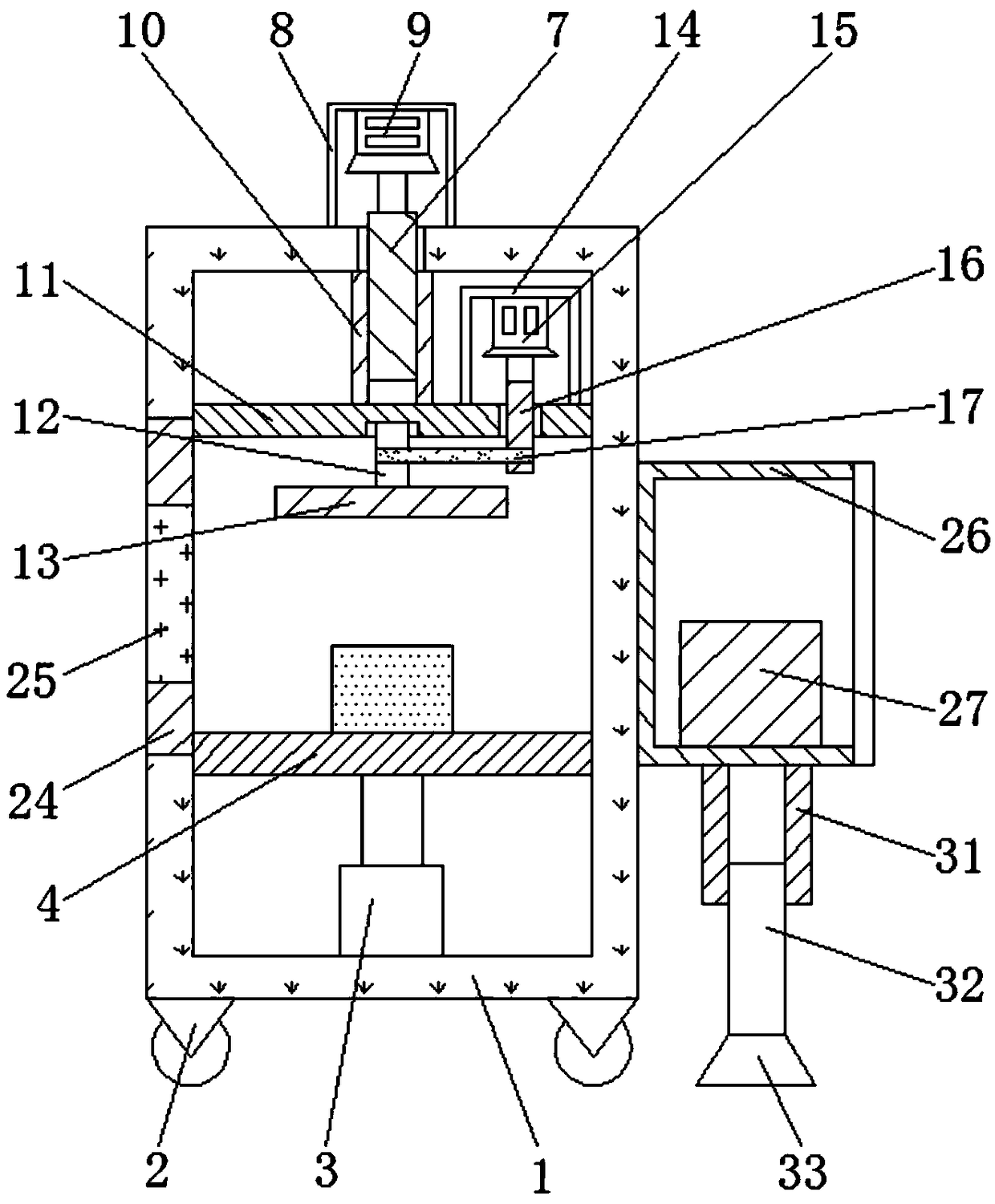 Computer hardware developing grinding device having dust removal function