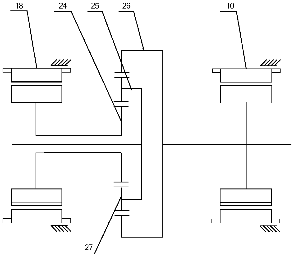 Mechanical-electrical-hydraulic coupling distribution type driving system of military sport-utility vehicle