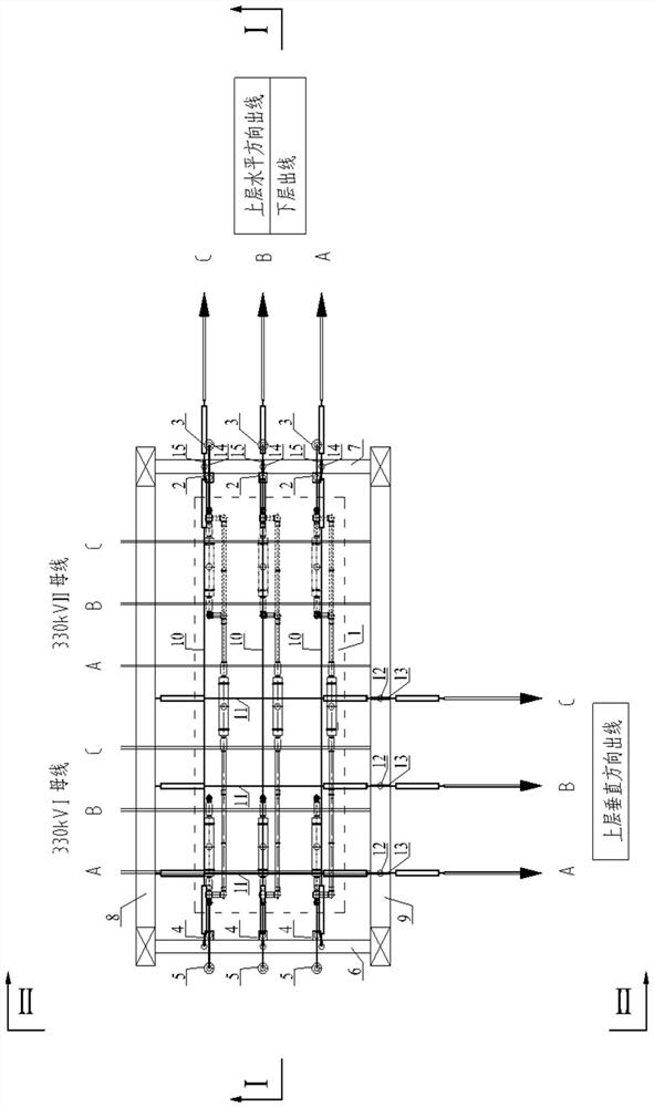 330kVHGIS power distribution unit multi-direction wire outgoing structure and construction method