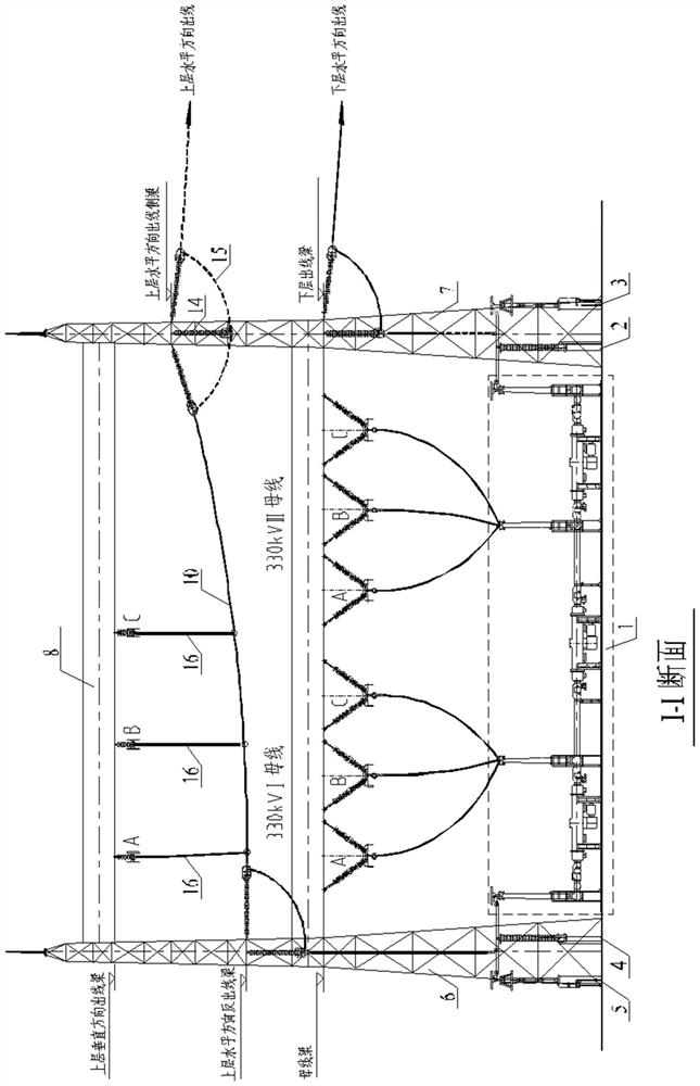 330kVHGIS power distribution unit multi-direction wire outgoing structure and construction method