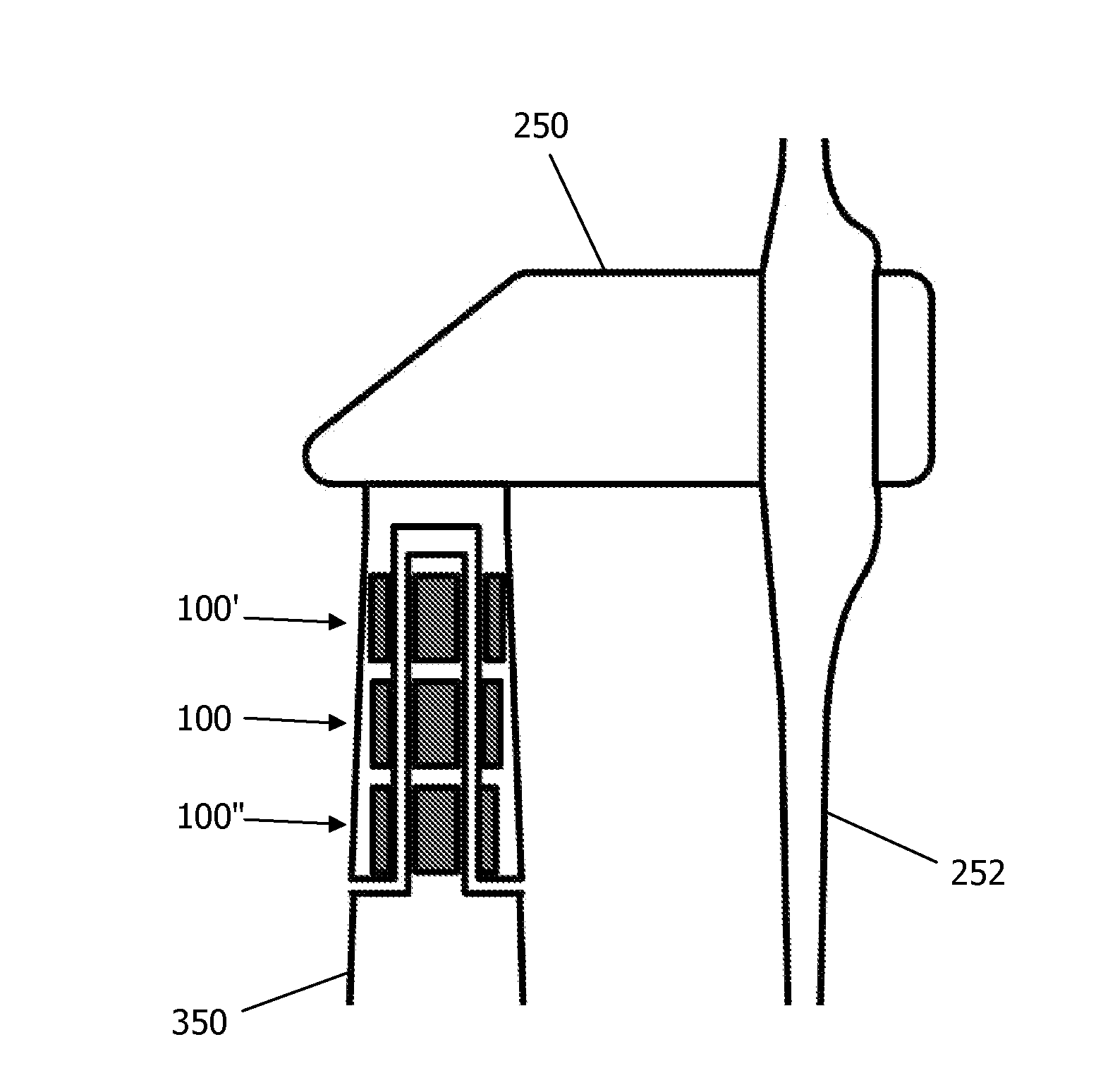 System for contactless power transfer between nacelle and tower of a windturbine