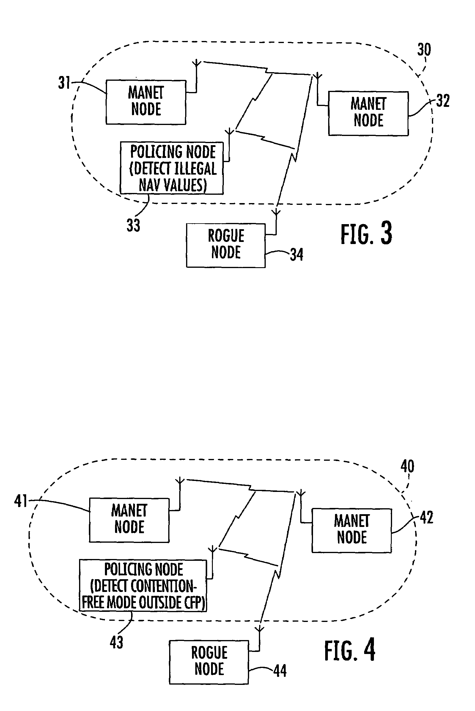 Mobile ad-hoc network with intrusion detection features and related methods