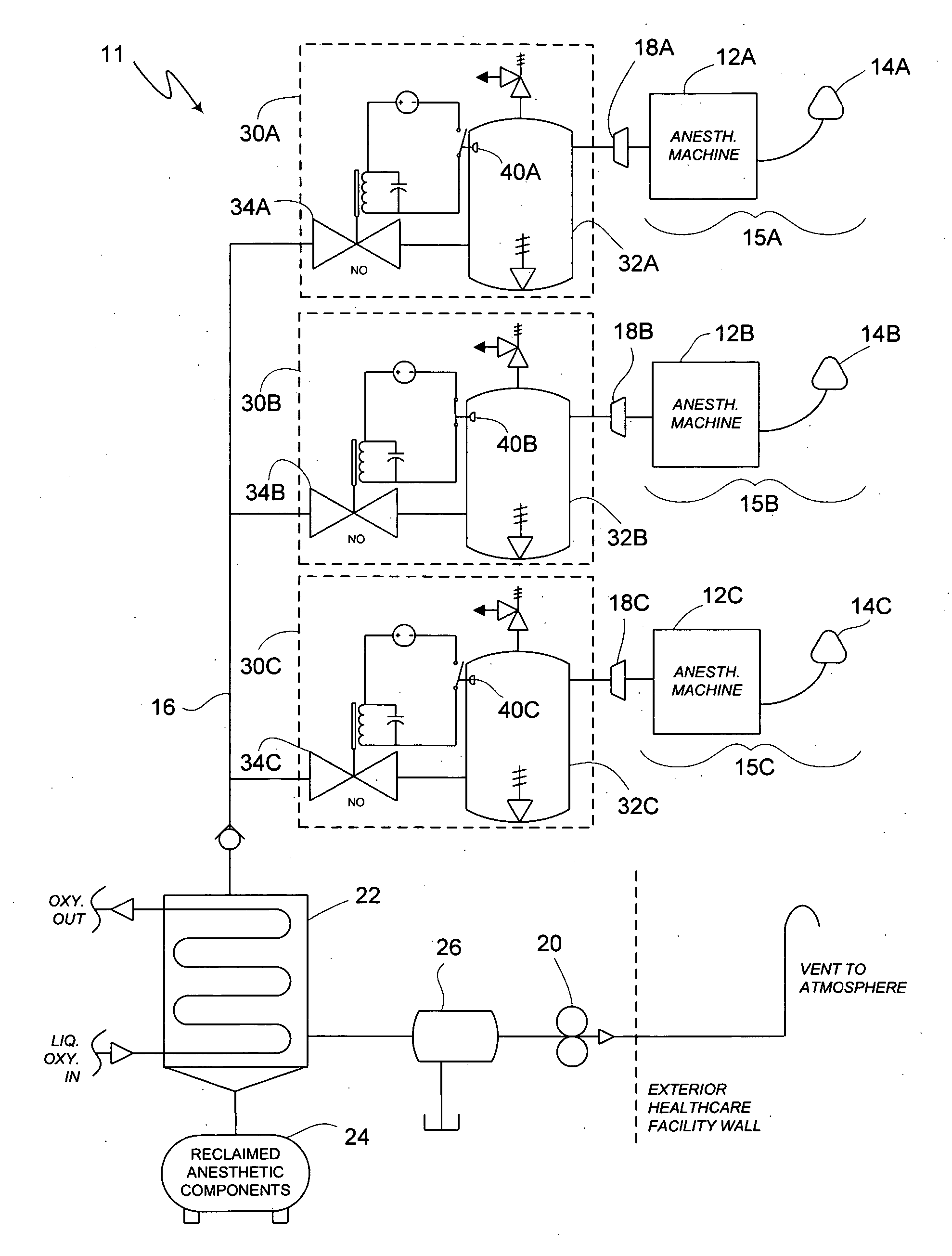 Method of low flow anesthetic gas scavenging and dynamic collection apparatus therefor