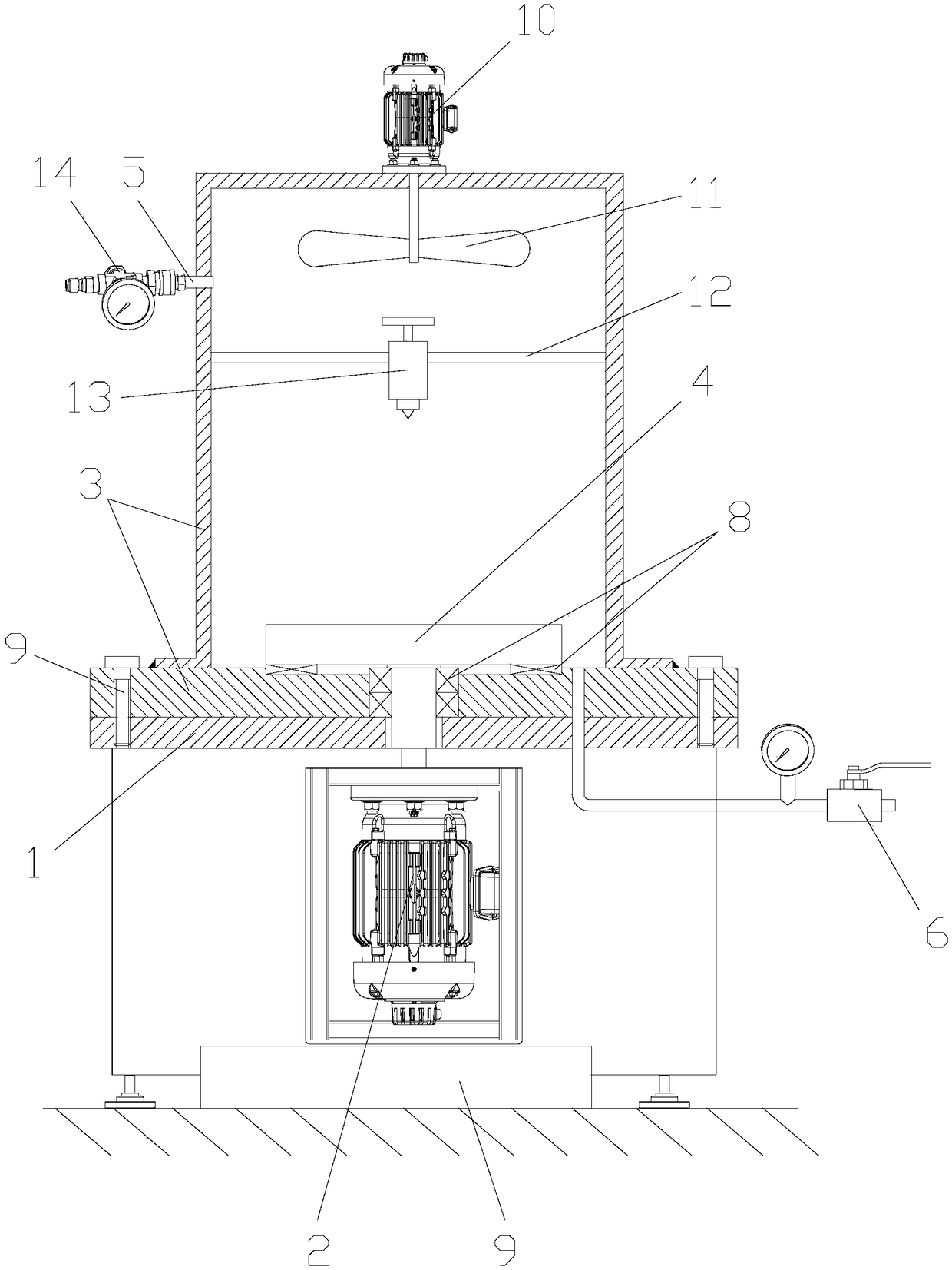 High pressure gas-liquid grinding device