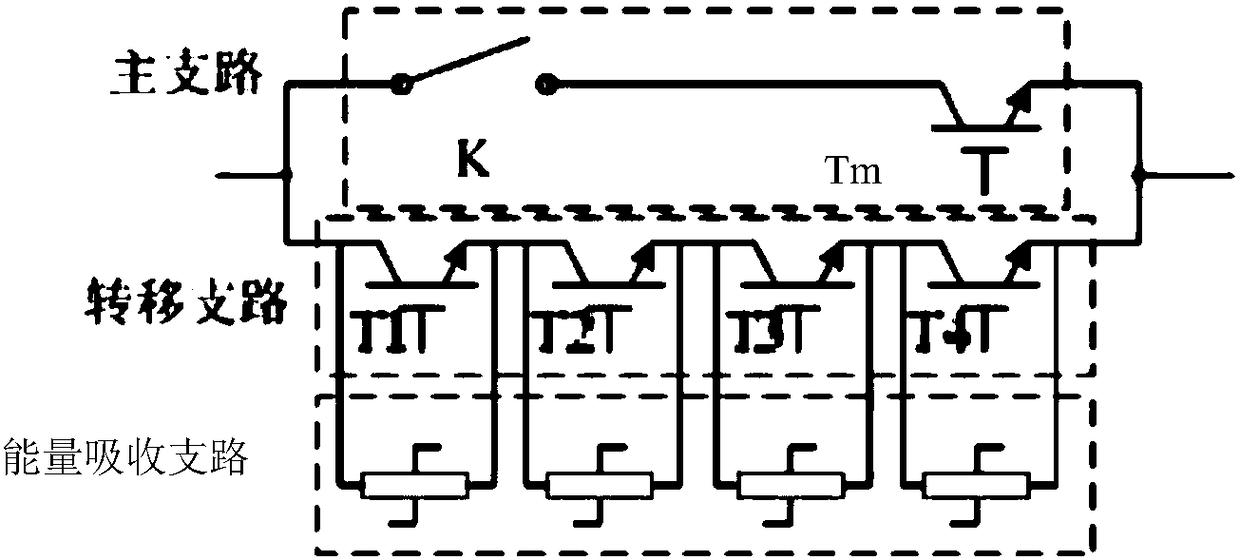 Hybrid DC circuit breaker system and fault line detection method for circuit breaker switching on