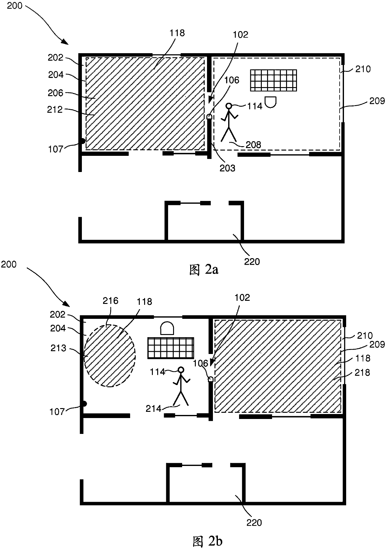 A light control system and a method for exposing a sub-portion of a space with light within a predetermined spectral range at a predetermined threshold intensity