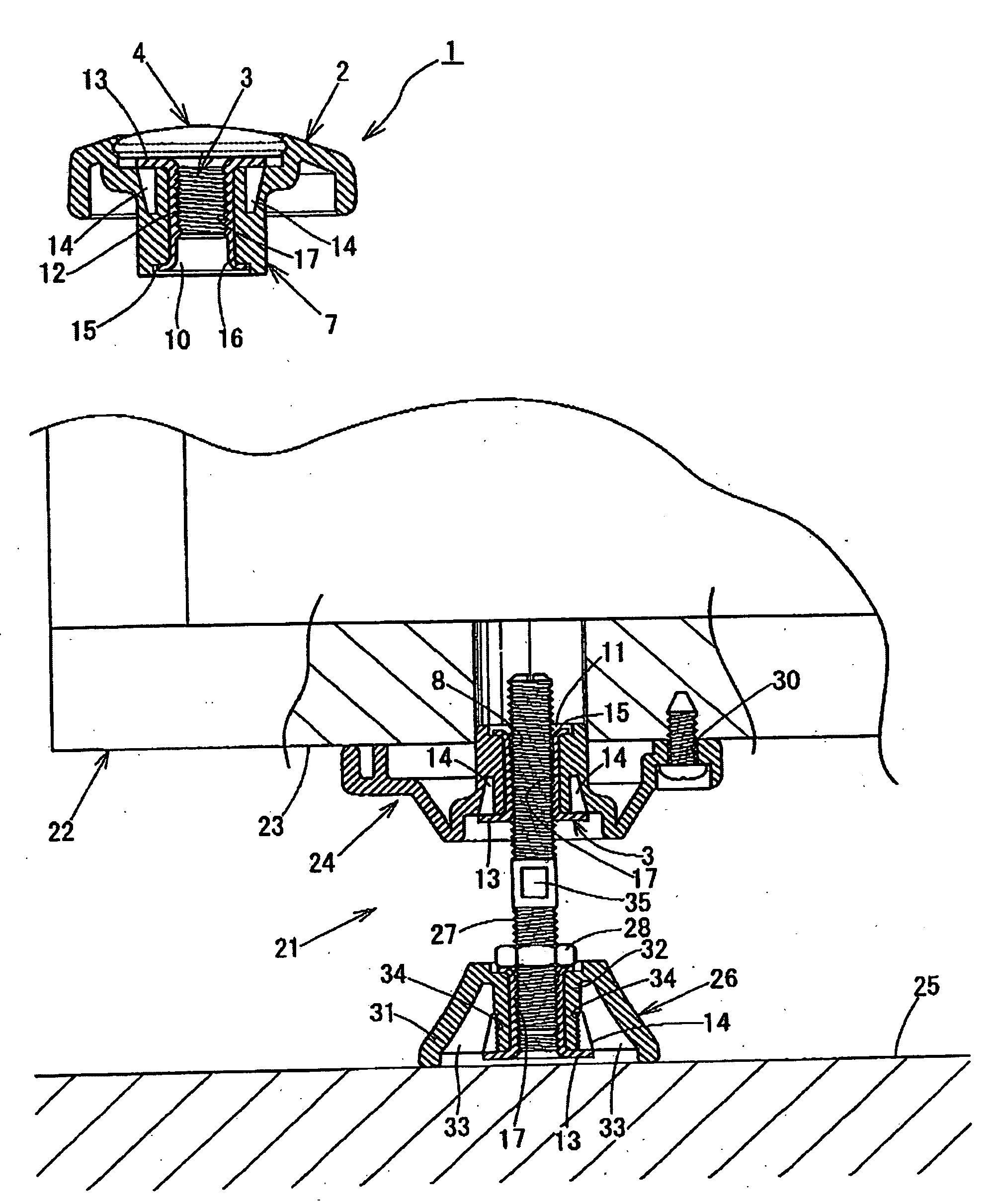 Synthetic resin member having a female screw