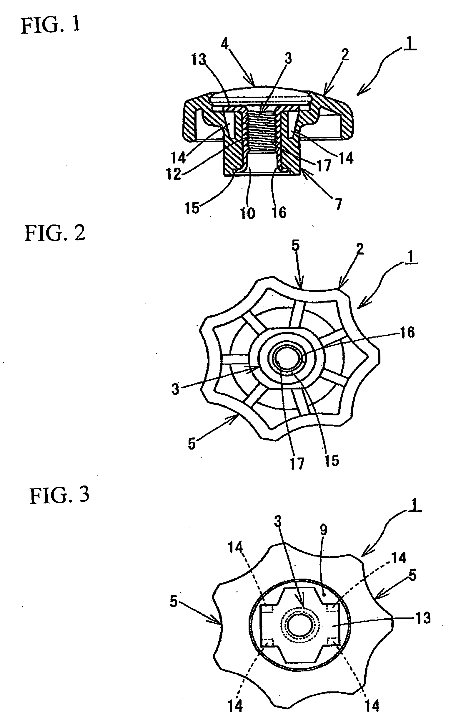 Synthetic resin member having a female screw