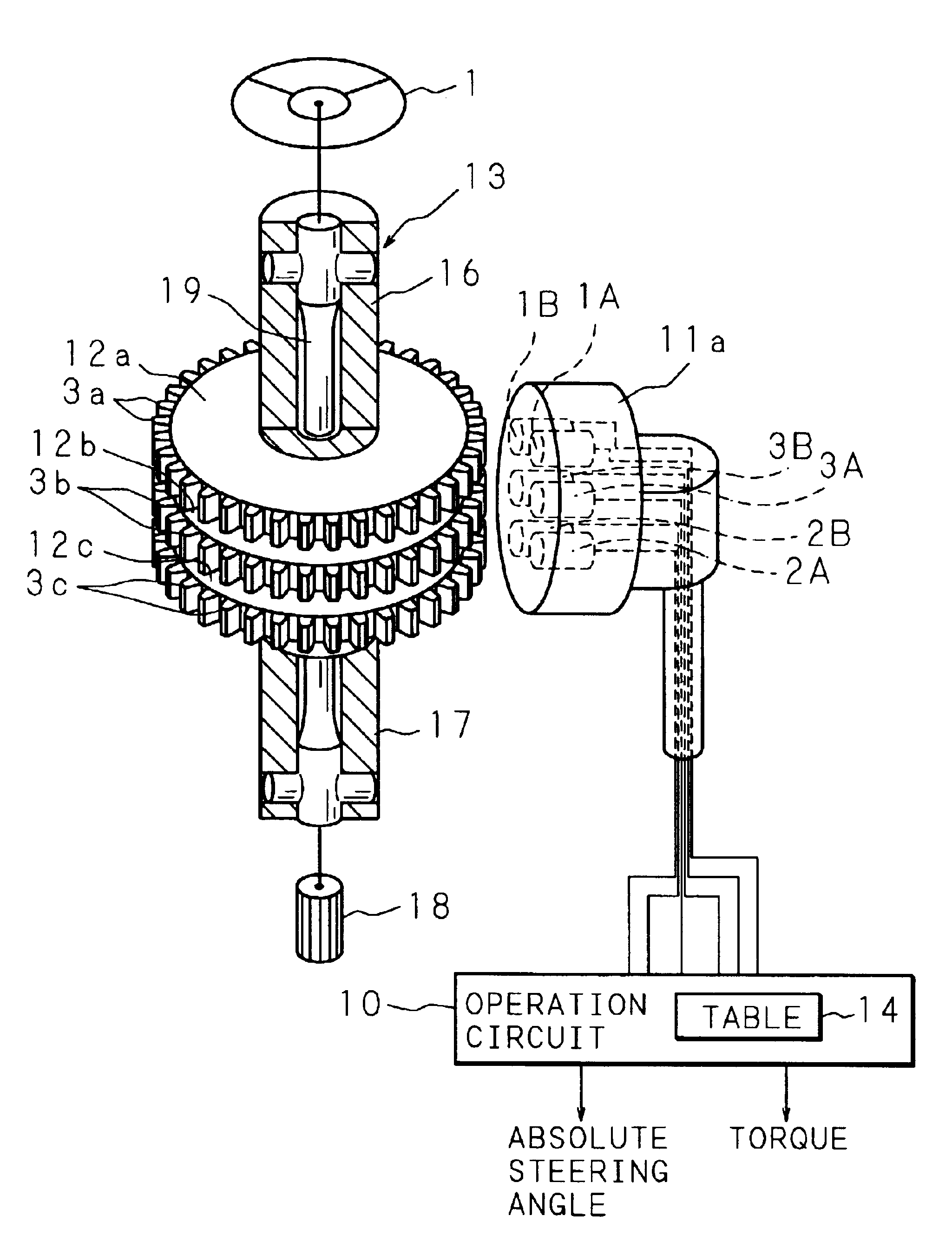 Rotational angle detecting apparatus, torque detecting apparatus and steering apparatus