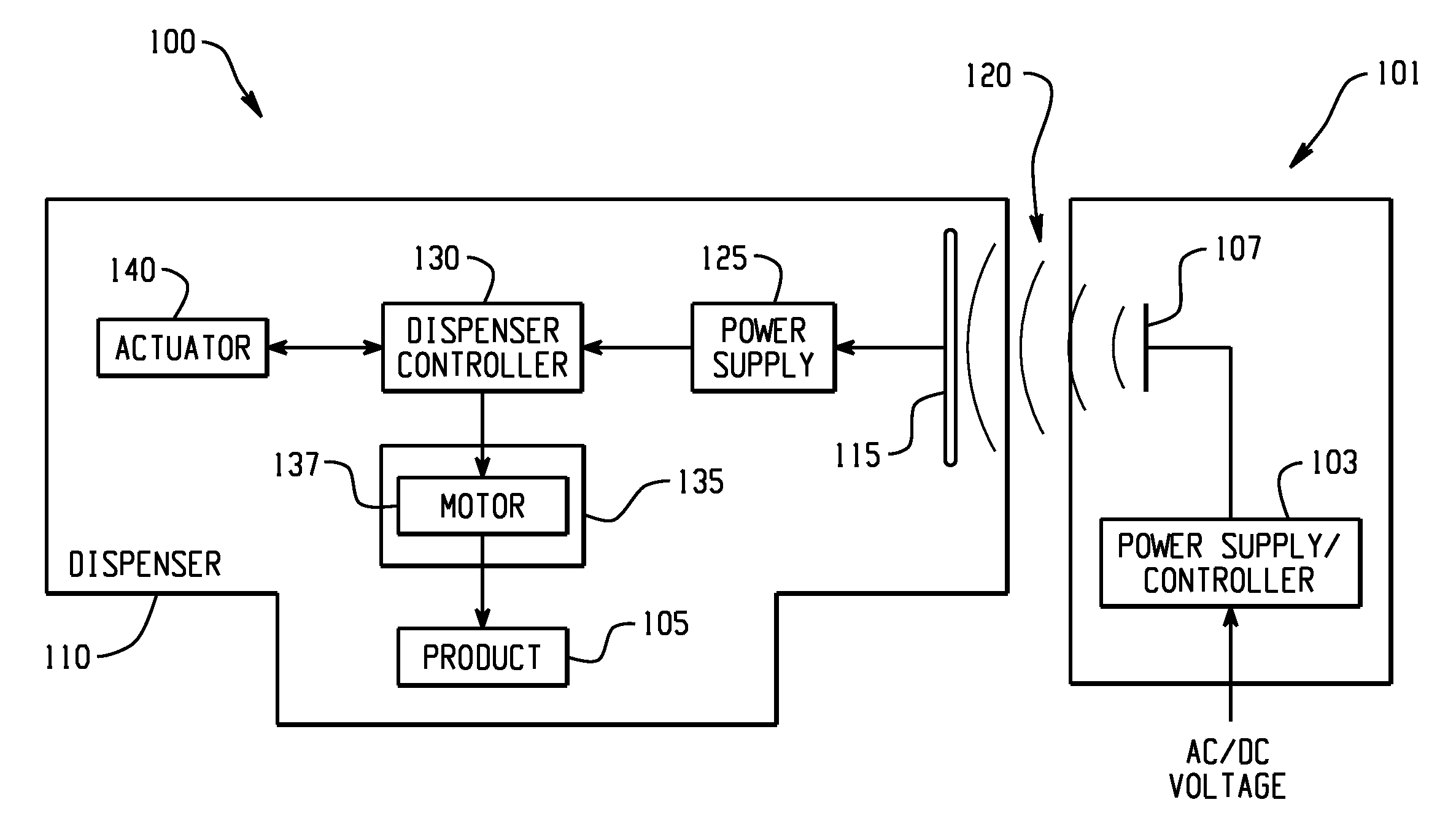 Apparatus and method for wirelessly powered dispensing